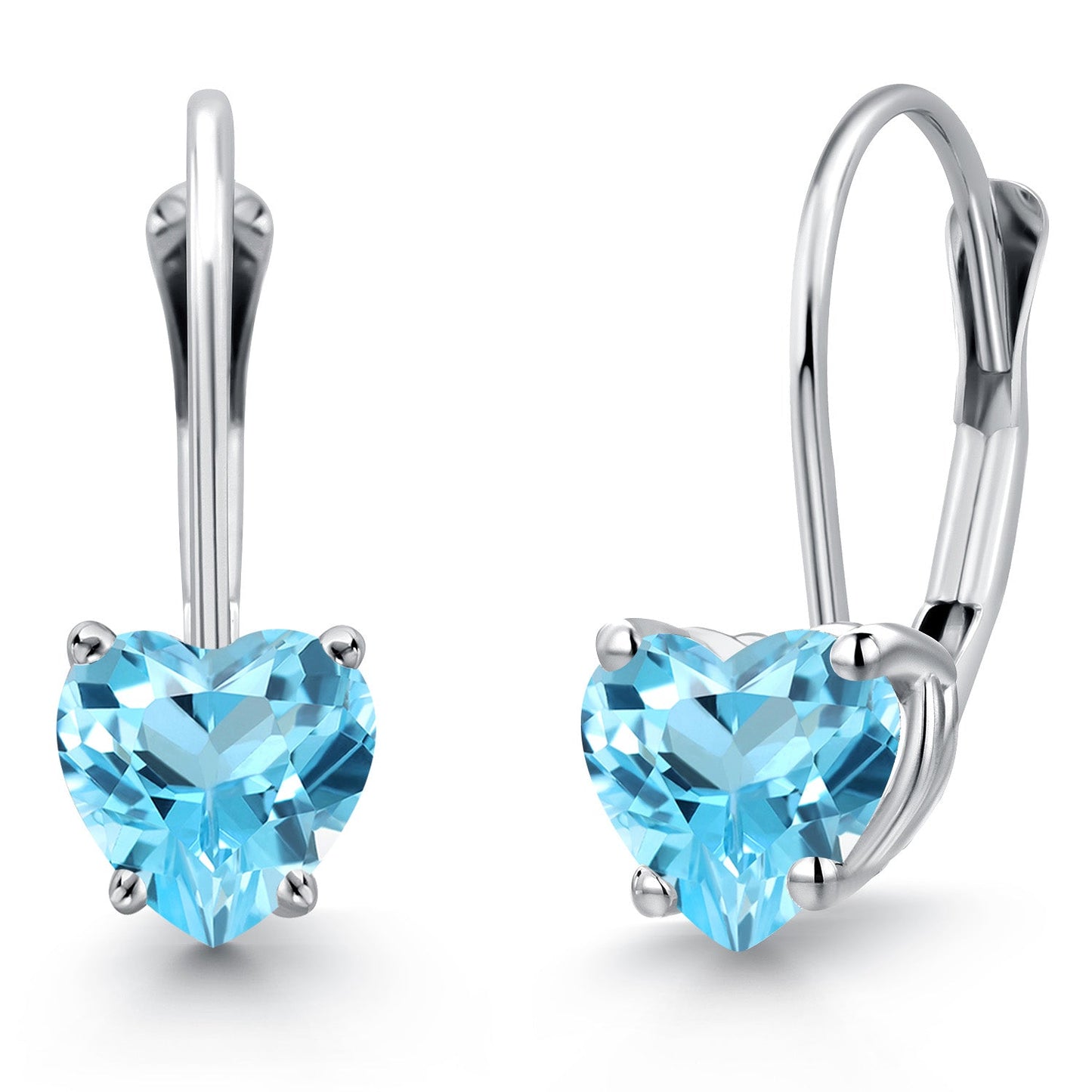 5MM Heart Shape Gemstone Birthstone Leverback Earrings for Women In 14K White Gold | Fine Jewelry Gifts for Her Mom Women Wife