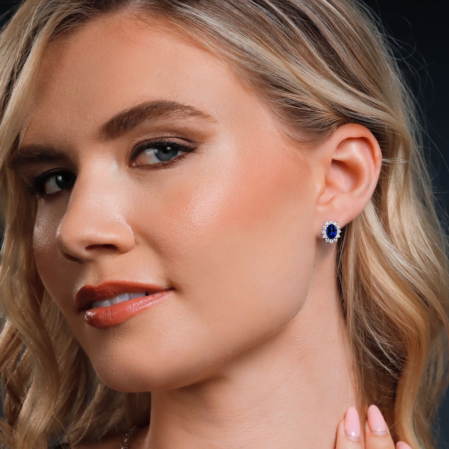 7X5MM Oval Gemstone Birthstone Stud Earrings For Women | Princess Diana Royal Halo Style | 925 Sterling Silver | Fine Jewelry Gifts for Anniversary Wedding Her Mom Women Wife