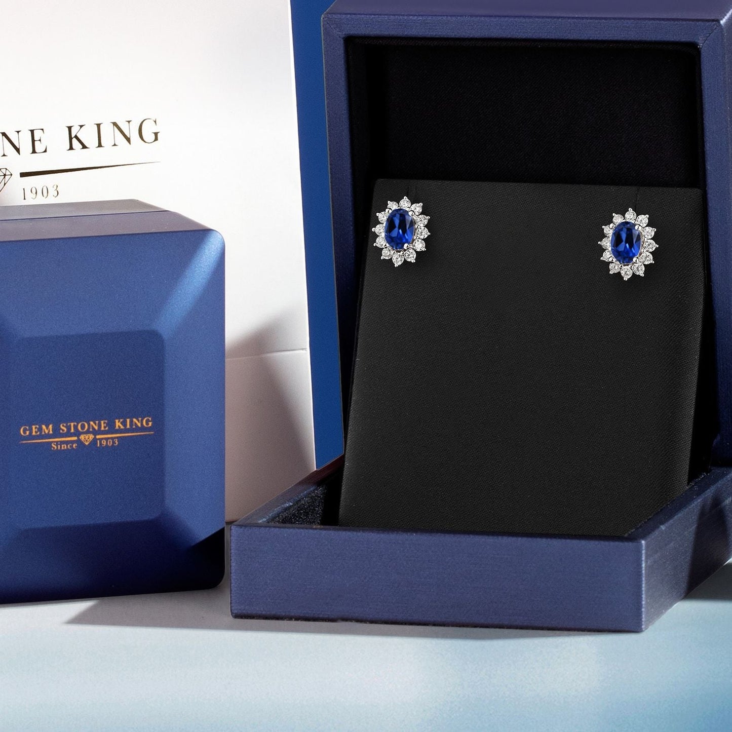 7X5MM Oval Gemstone Birthstone Stud Earrings For Women | Princess Diana Royal Halo Style | 925 Sterling Silver | Fine Jewelry Gifts for Anniversary Wedding Her Mom Women Wife