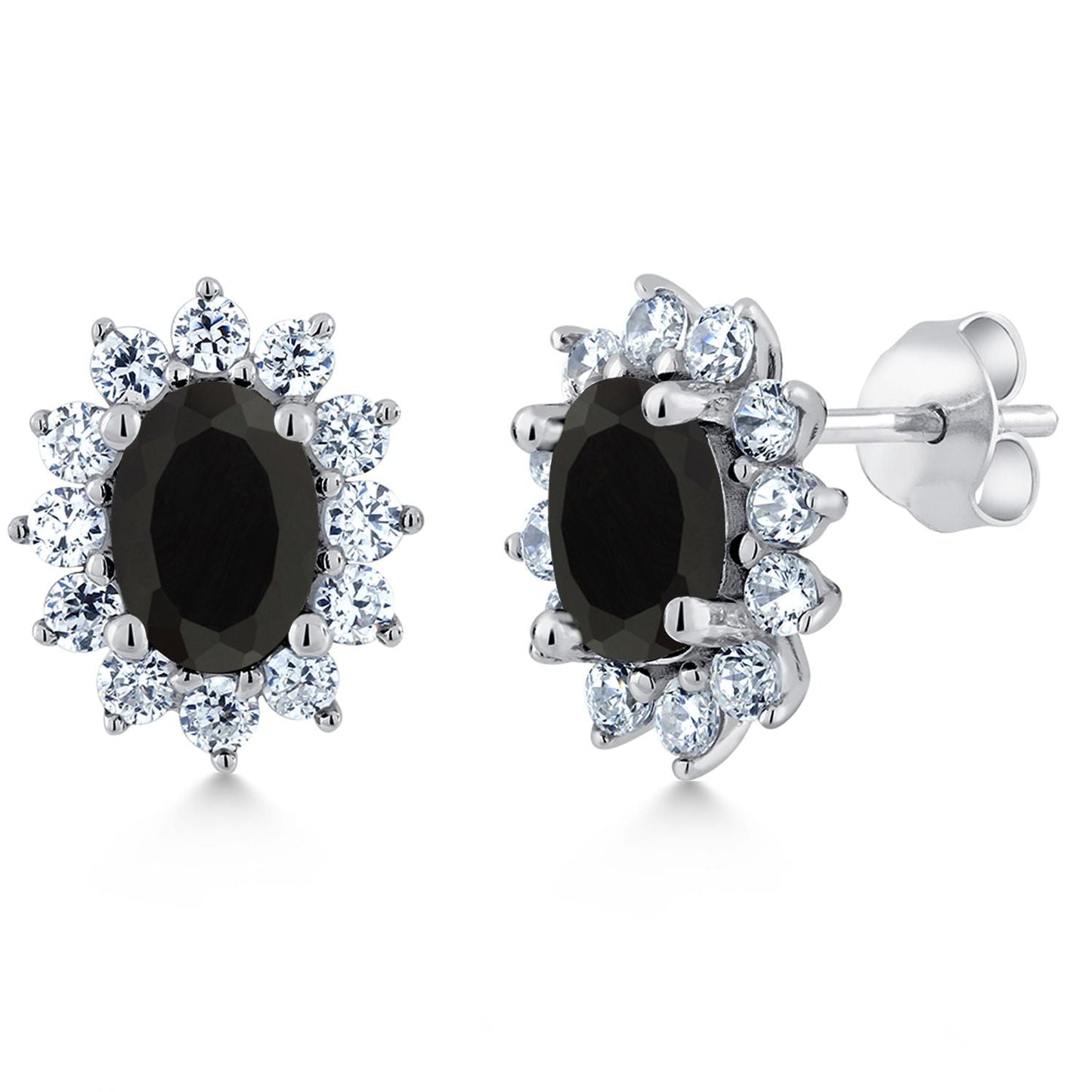 7X5MM Oval Gemstone Birthstone Stud Earrings For Women | Princess Diana Royal Halo Style | 925 Sterling Silver | Fine Jewelry Gifts for Anniversary Wedding Her Mom Women Wife