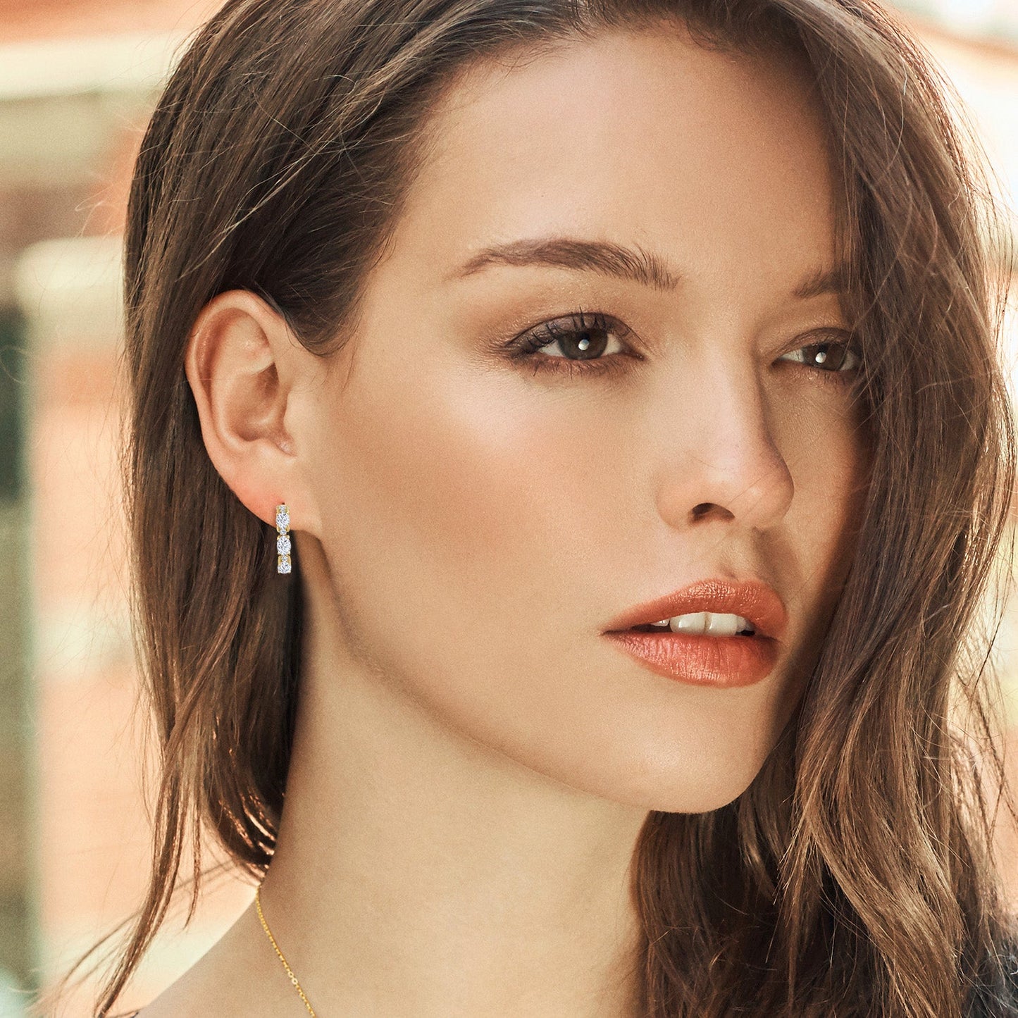 3-5 Cttw Oval Gemstone Birthstone and White Lab Grown Diamond Accent Hoop Earrings For Women | 18K Yellow Gold Plated Silver | Oval 6X4MM and Round 2MM | 20MM = 0.80 Inch