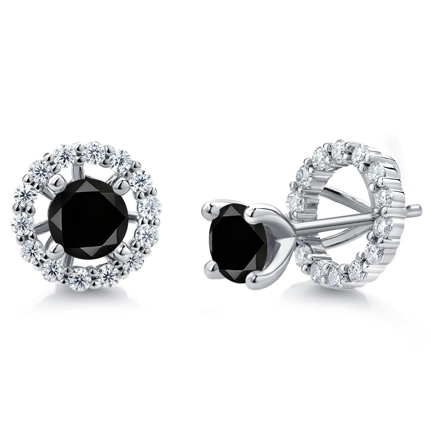 925 Sterling Silver Gemstone Birthstone and White Moissanite Earrings | Studs with Removable Jackets for Women | Center Round 5MM