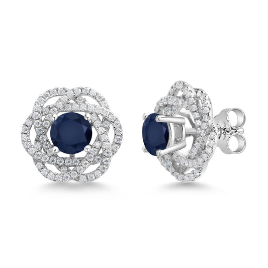 925 Sterling Silver Round 6MM Gemstone Birthstone Stud Earrings with White Moissanite Removable Earrings Jackets For Women