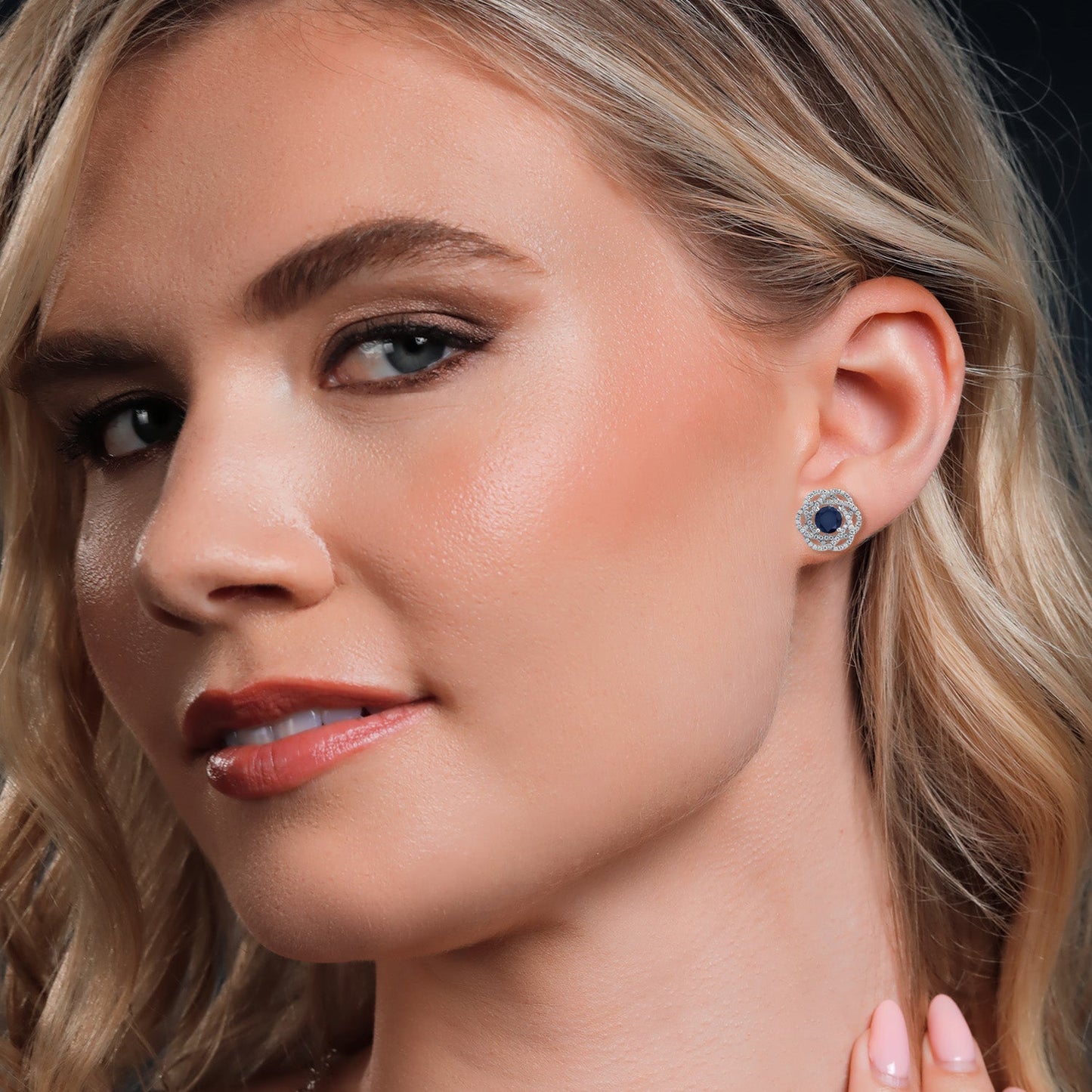 925 Sterling Silver Round 6MM Gemstone Birthstone Stud Earrings with White Moissanite Removable Earrings Jackets For Women