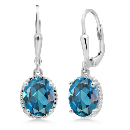 Leverback Drop Dangle Earrings For Women | 925 Sterling Silver | 9X7MM Oval Gemstone Birthstone | Fine Jewelry Gifts for Her Mom Women Wife