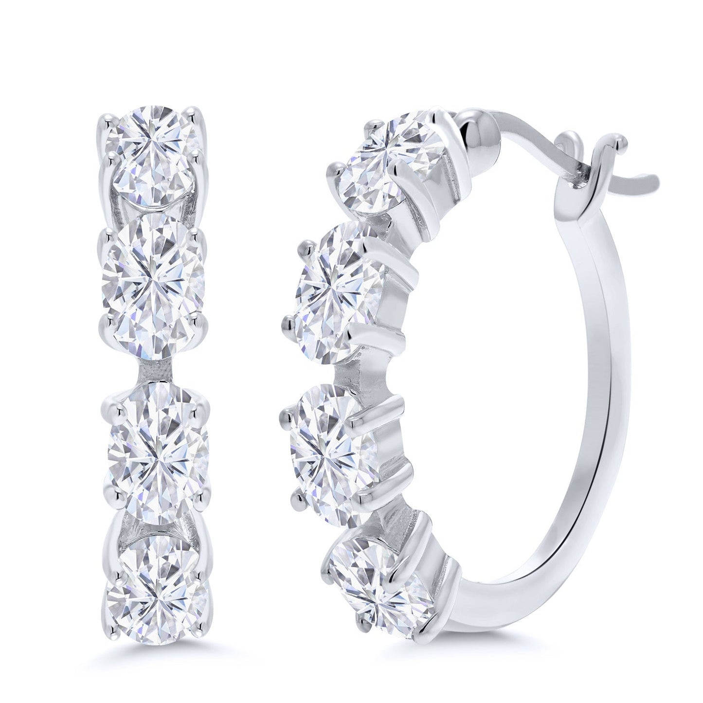 Hoop Earrings For Women | 925 Sterling Silver | 6X4MM Oval Gemstone Birthstone Hoop Earrings | 22MM = 0.85 Inch | Fine Jewelry Gifts for Her Mom Women Wife