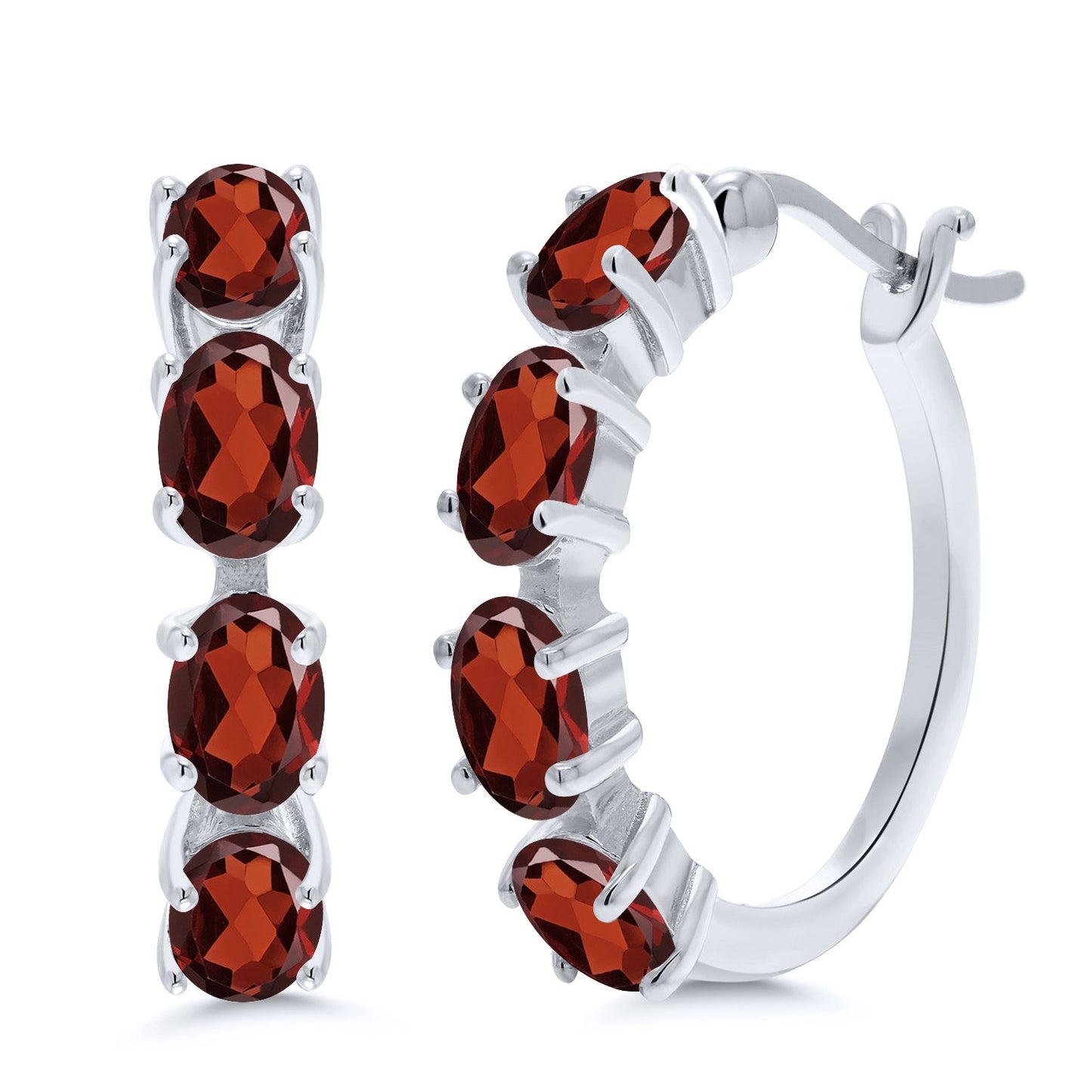 Hoop Earrings For Women | 925 Sterling Silver | 6X4MM Oval Gemstone Birthstone Hoop Earrings | 22MM = 0.85 Inch | Fine Jewelry Gifts for Her Mom Women Wife
