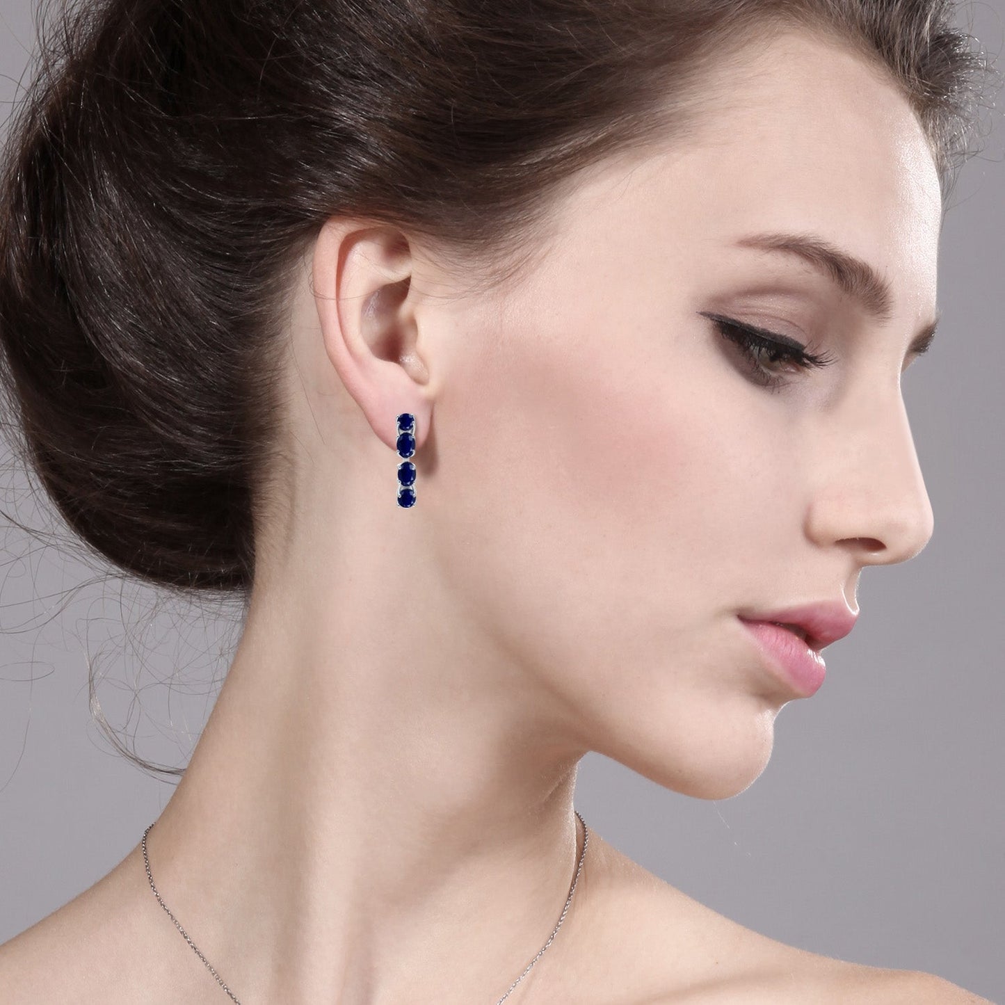 Hoop Earrings For Women | 925 Sterling Silver | 6X4MM Oval Gemstone Birthstone Hoop Earrings | 22MM = 0.85 Inch | Fine Jewelry Gifts for Her Mom Women Wife