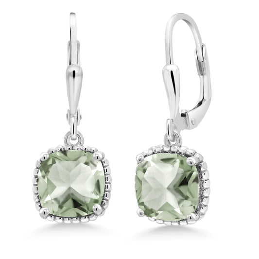 3-6 Cttw Leverback Drop Dangle Earrings for Women | 8MM Cushion Gemstone Birthstone | 925 Sterling Silver | Fine Jewelry Gifts for Her Mom Women Wife