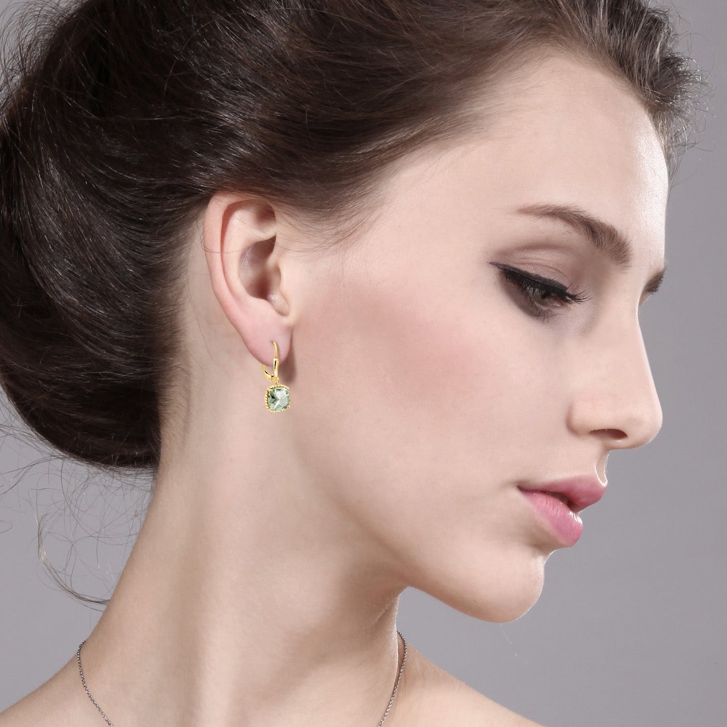 3-6 Cttw 18K Yellow Gold Plated Silver 8MM Cushion Gemstone Birthstone Drop Dangle Earrings | Leverback Gold Earrings For Women