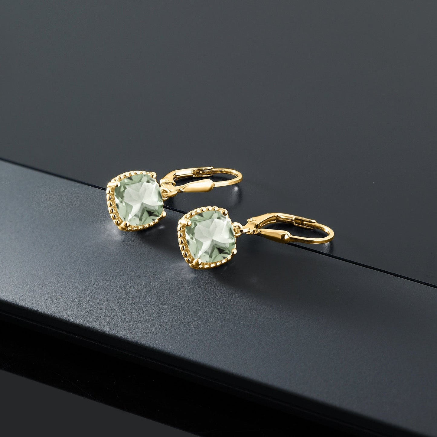 3-6 Cttw 18K Yellow Gold Plated Silver 8MM Cushion Gemstone Birthstone Drop Dangle Earrings | Leverback Gold Earrings For Women