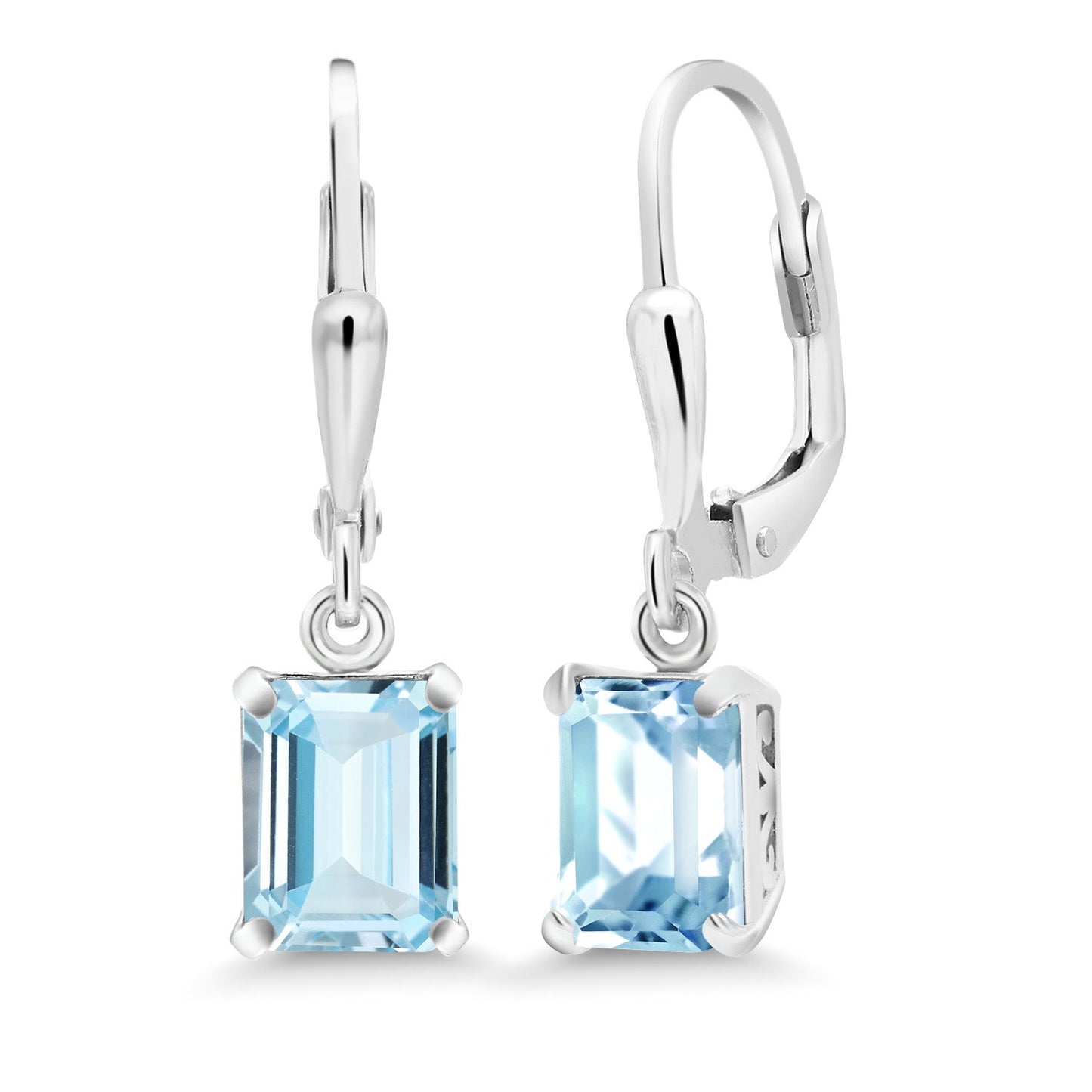 Leverback Drop Dangle Earrings For Women | 8X6MM Emerald Cut Gemstone Birthstone | 925 Sterling Silver | Fine Jewelry Gifts for Her Mom Women Wife