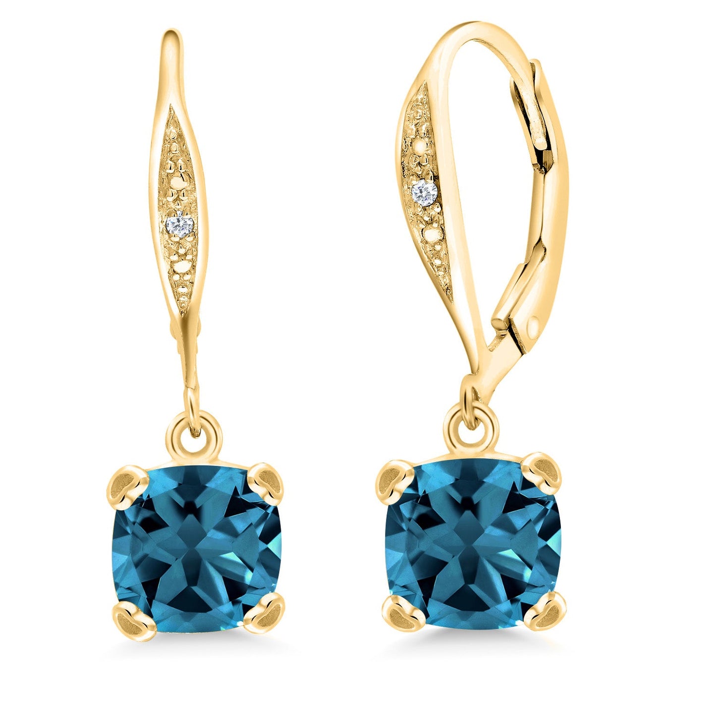 Drop Dangle Earrings For Women | 7MM Cushion Cut Gemstone Birthstone and White Diamond | 925 Sterling Silver | Fine Jewelry Gifts for Her Mom Women Wife
