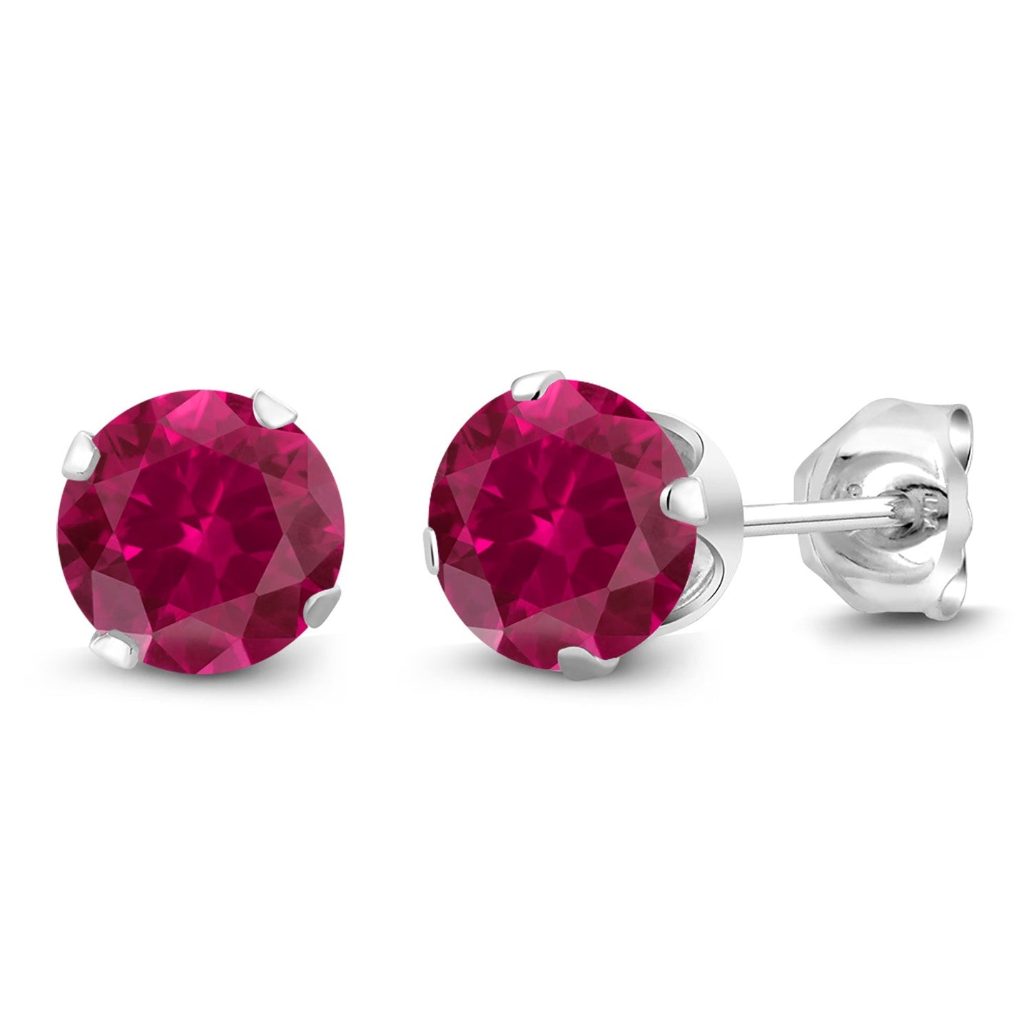 925 Sterling Silver Round 6MM Gemstone Birthstone Stud Earrings For Women Men | Round Genuine Birthstone Solitaire Stud Earrings | Fine Jewelry Gifts for Her Mom Women Wife
