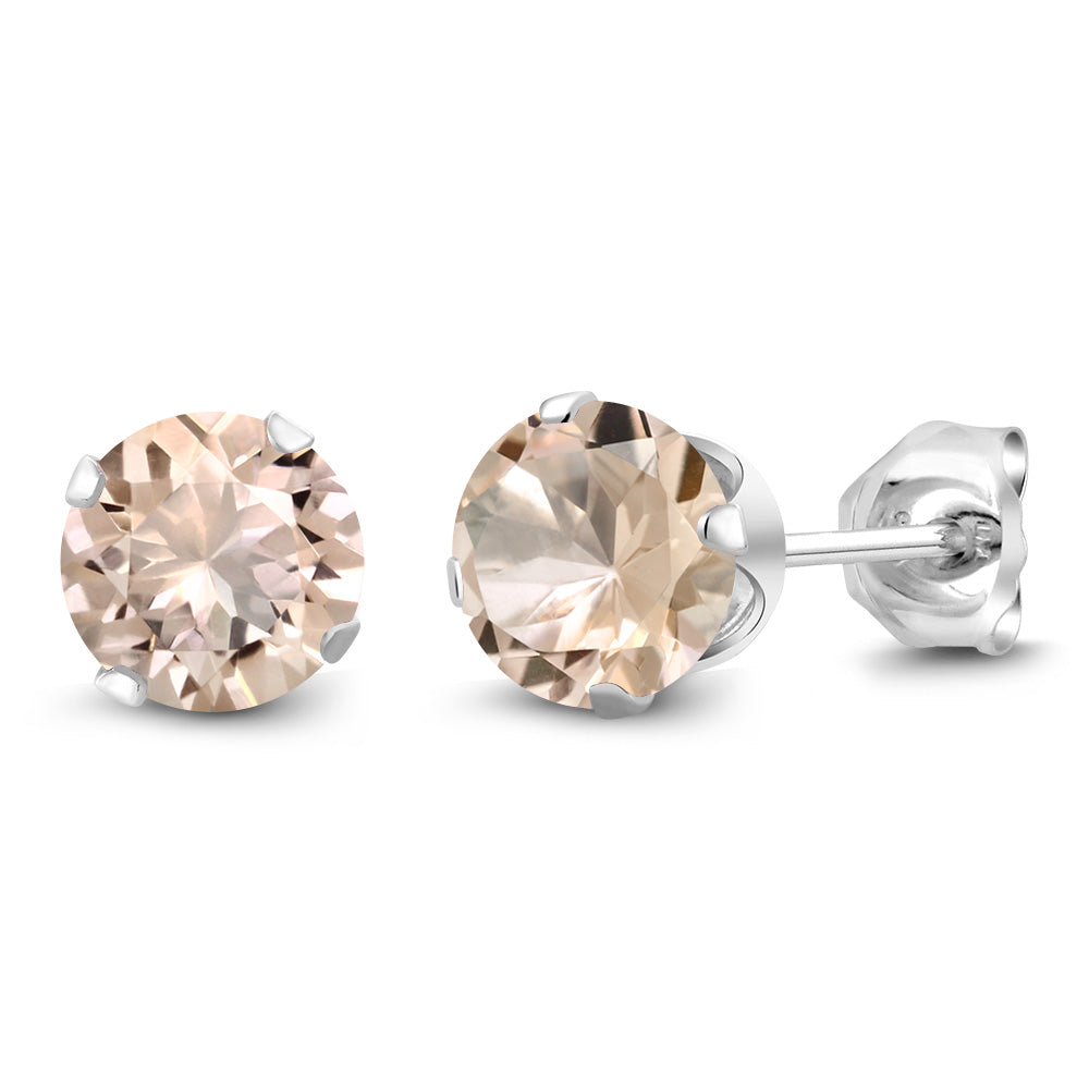 925 Sterling Silver Round 6MM Gemstone Birthstone Stud Earrings For Women Men | Round Genuine Birthstone Solitaire Stud Earrings | Fine Jewelry Gifts for Her Mom Women Wife