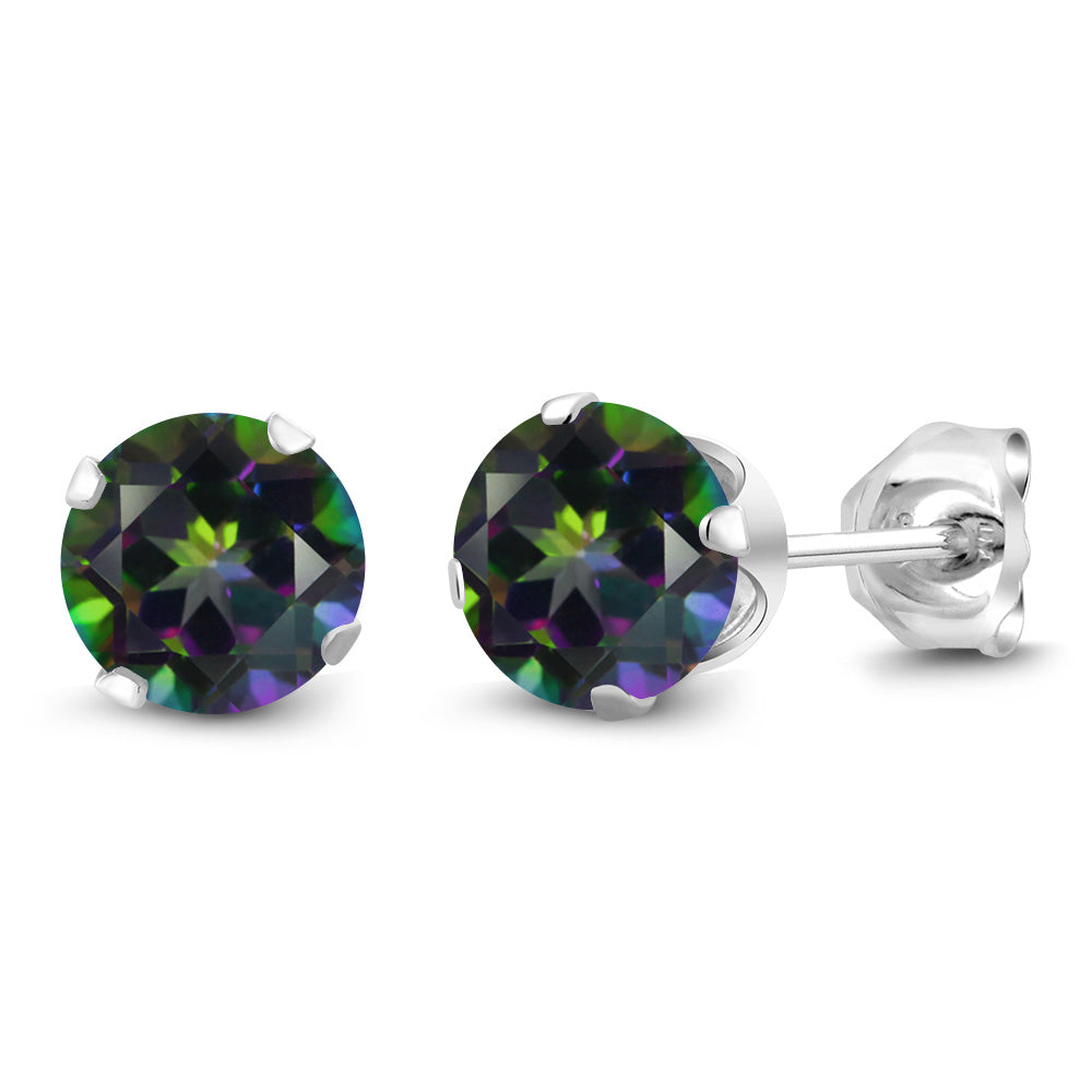 925 Sterling Silver Round 6MM Gemstone Birthstone Stud Earrings For Women Men | Round Genuine Birthstone Solitaire Stud Earrings | Fine Jewelry Gifts for Her Mom Women Wife