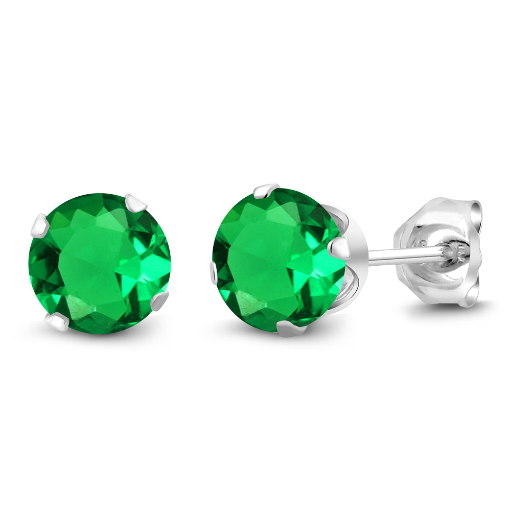 925 Sterling Silver Round 6MM Gemstone Birthstone Stud Earrings For Women Men | Round Genuine Birthstone Solitaire Stud Earrings | Fine Jewelry Gifts for Her Mom Women Wife