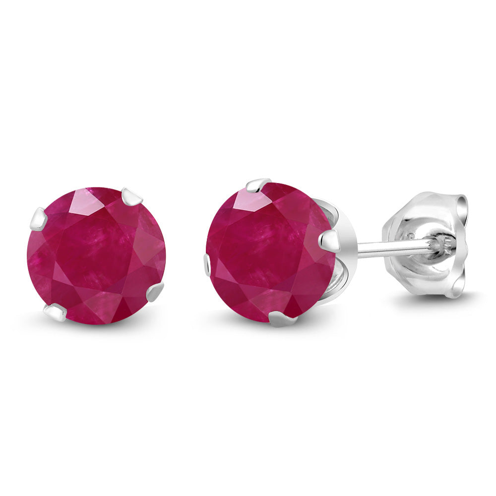 925 Sterling Silver Round 6MM Gemstone Birthstone Stud Earrings For Women Men | Round Genuine Birthstone Solitaire Stud Earrings | Fine Jewelry Gifts for Her Mom Women Wife