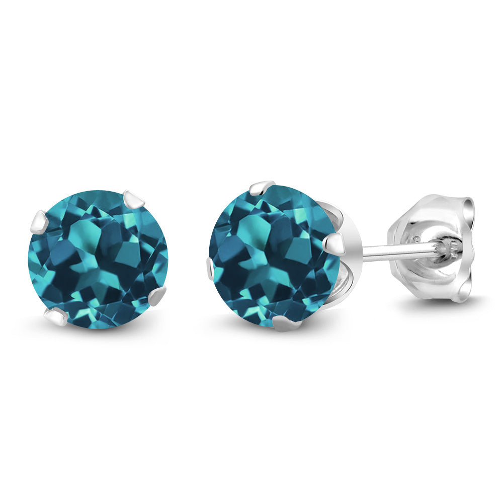 925 Sterling Silver Round 6MM Gemstone Birthstone Stud Earrings For Women Men | Round Genuine Birthstone Solitaire Stud Earrings | Fine Jewelry Gifts for Her Mom Women Wife