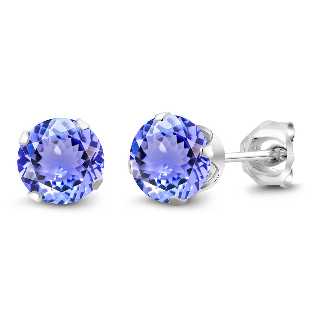 925 Sterling Silver Round 6MM Gemstone Birthstone Stud Earrings For Women Men | Round Genuine Birthstone Solitaire Stud Earrings | Fine Jewelry Gifts for Her Mom Women Wife