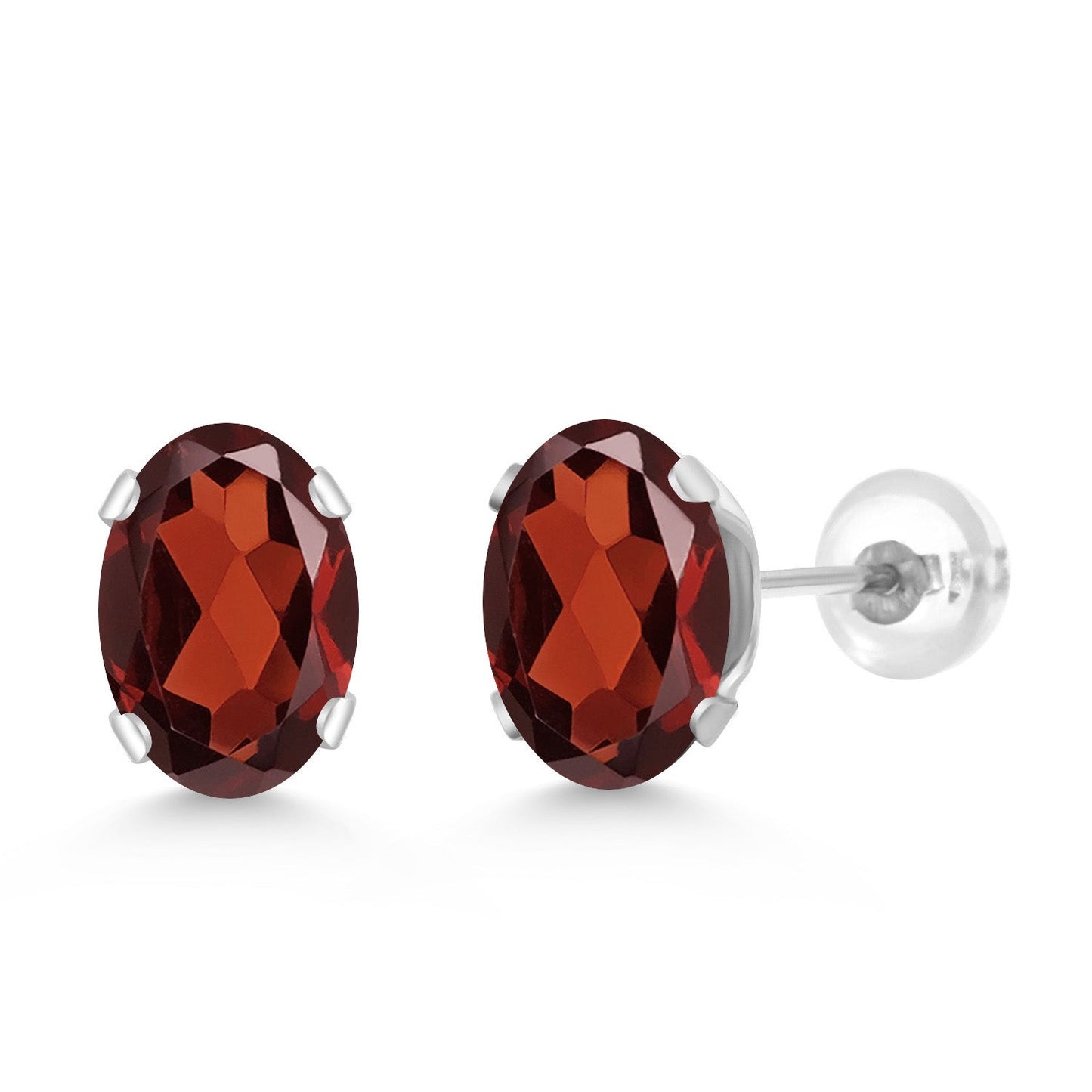 14K White Gold Oval Gemstone Birthstone Stud Earrings | Oval 7X5MM | Gold Earrings For Women Men