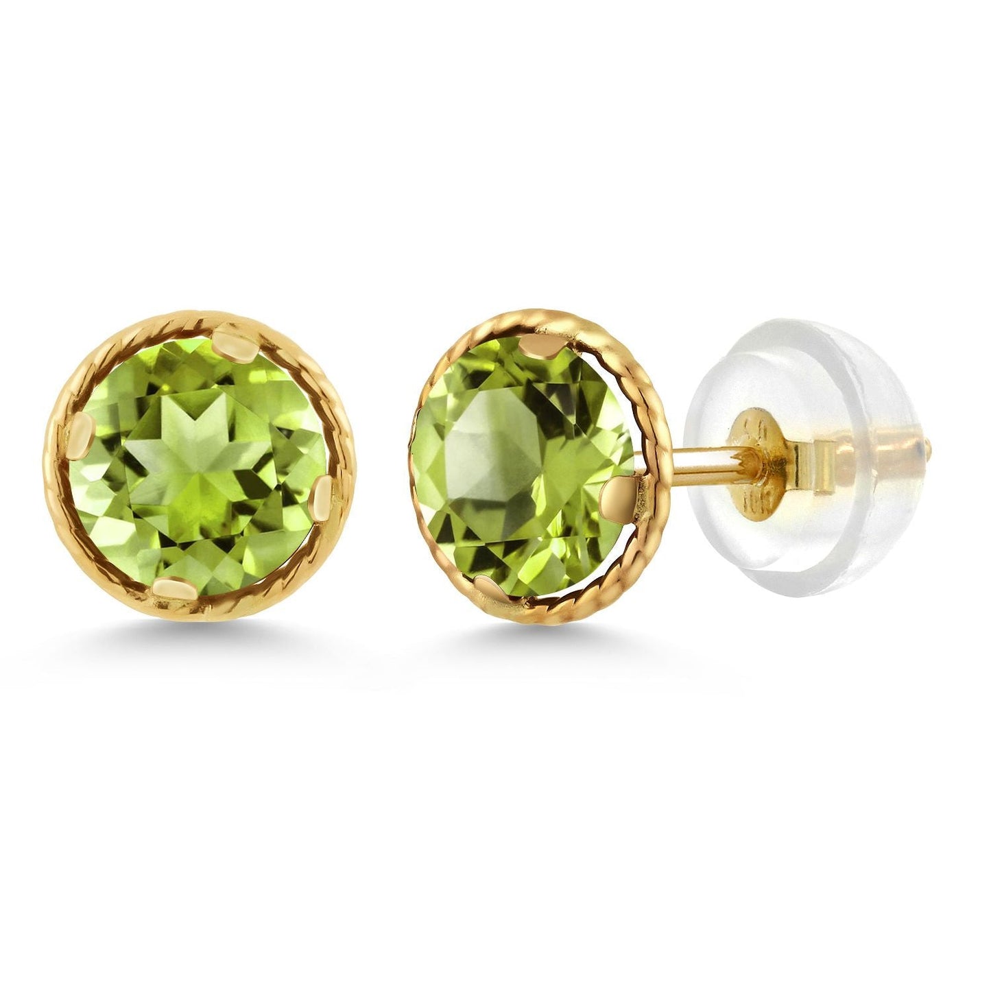 14K Yellow Gold Gemstone Birthstone Stud Earrings | Round 5MM | Gold Earrings For Women Men