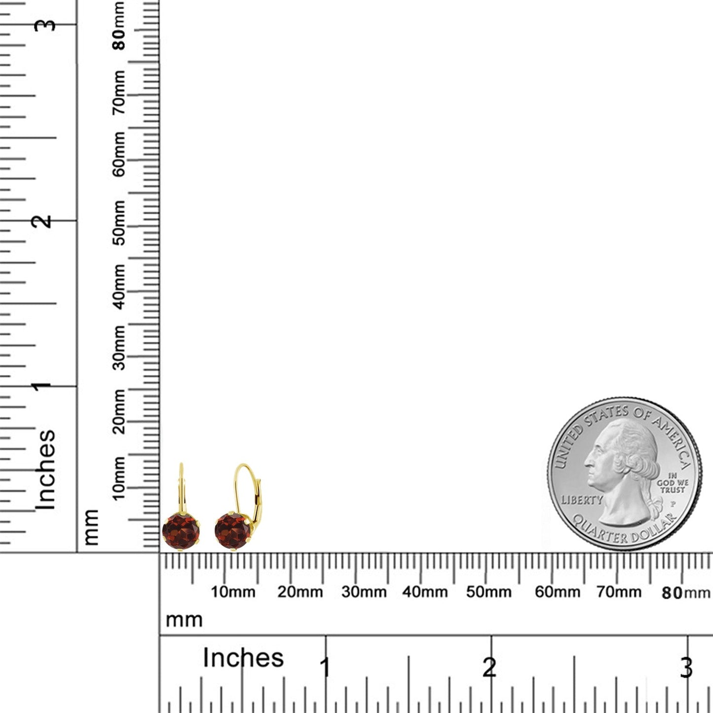 14K Yellow Gold 6MM Round Gemstone Birthstone Leverback Dangle Earrings | Gold Earrings For Women