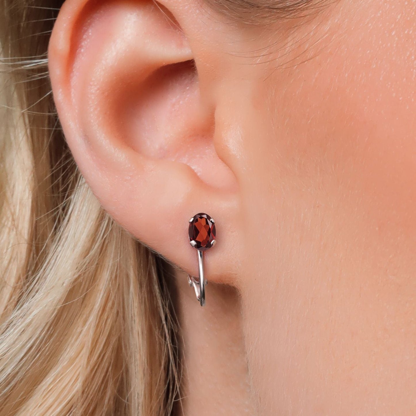 Clip-On Earrings for Women | Gemstone Birthstone Drop Earrings | 925 Sterling Silver | Oval 7X5MM | Gift For Women Mother Bridesmaids