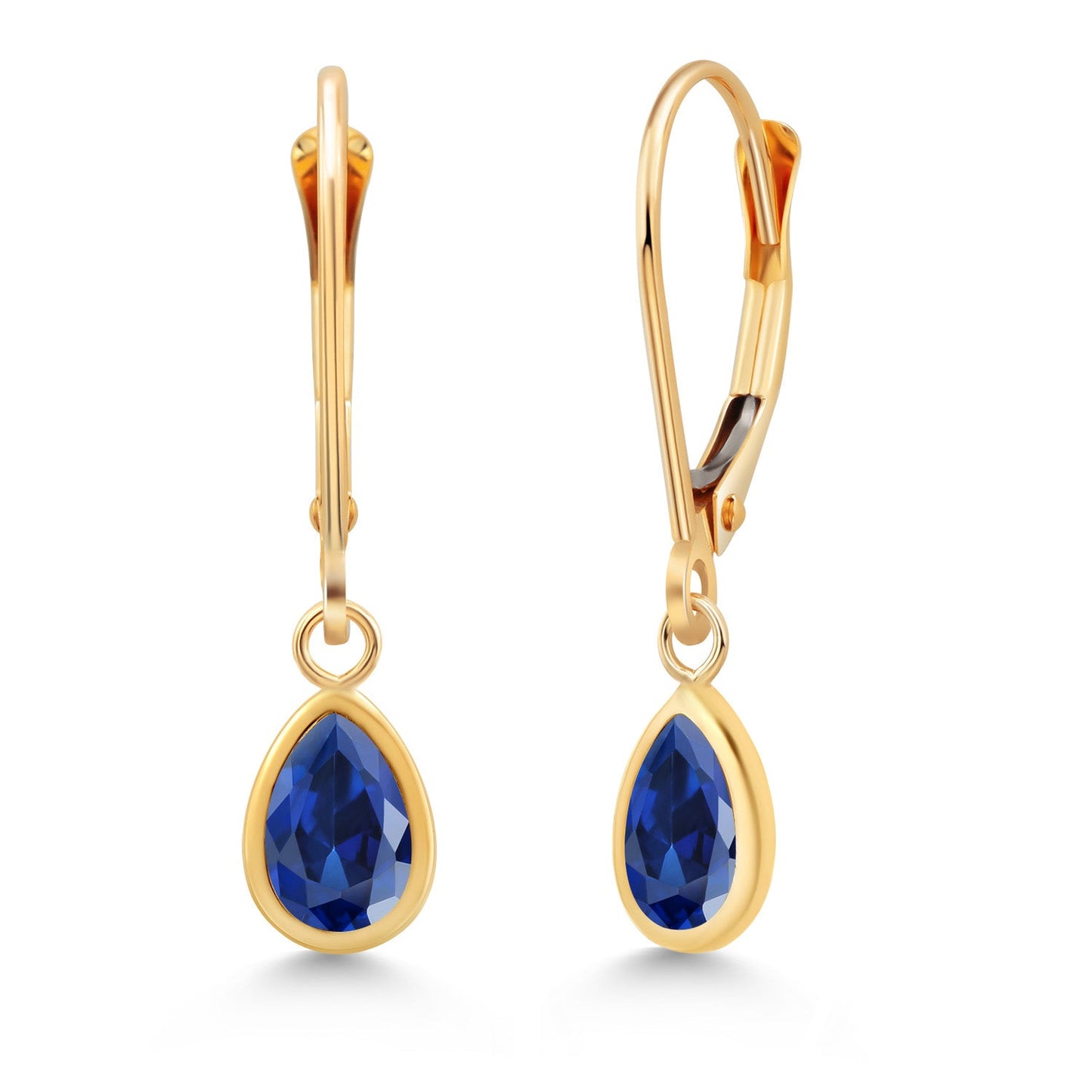 14K Yellow Gold Gemstone Birthstone Leverback Drop Dangle Teardrop Earrings | Pear Shape 7X5MM | Gold Earrings For Women