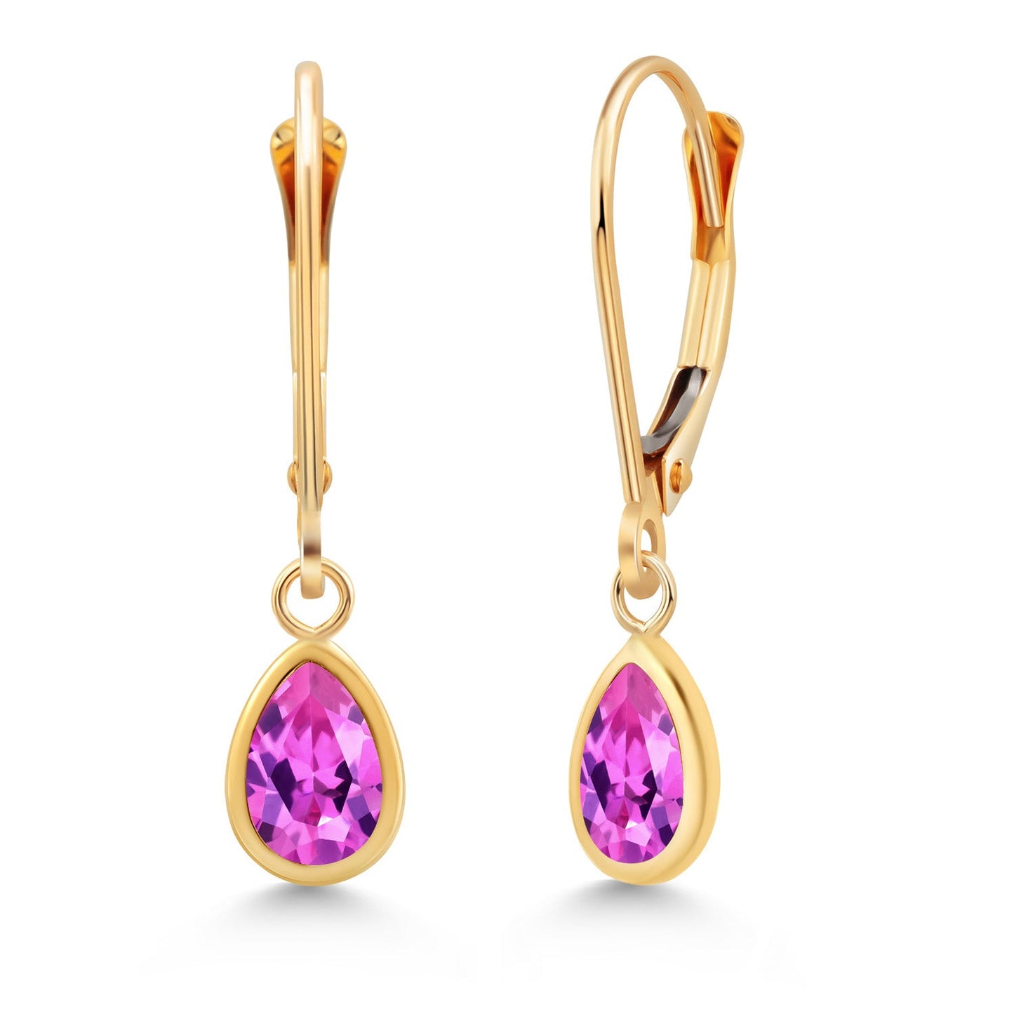 14K Yellow Gold Gemstone Birthstone Leverback Drop Dangle Teardrop Earrings | Pear Shape 7X5MM | Gold Earrings For Women