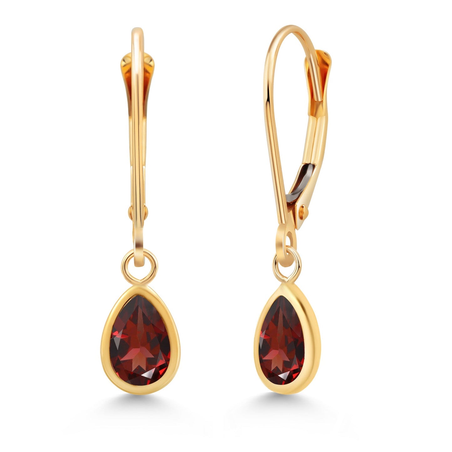14K Yellow Gold Gemstone Birthstone Leverback Drop Dangle Teardrop Earrings | Pear Shape 7X5MM | Gold Earrings For Women