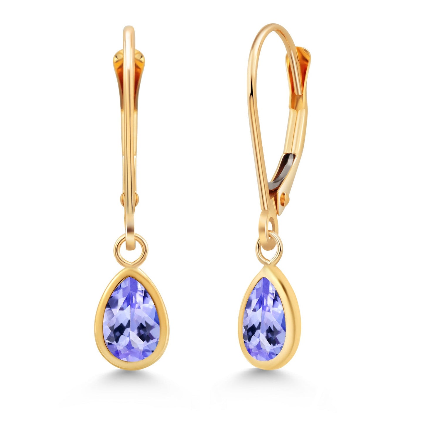 14K Yellow Gold Gemstone Birthstone Leverback Drop Dangle Teardrop Earrings | Pear Shape 7X5MM | Gold Earrings For Women