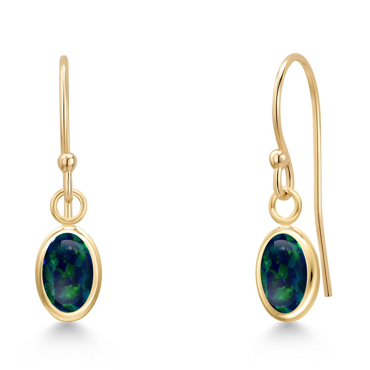 14K Yellow Gold Gemstone Birthstone French Wire Dangle Earrings for Women | Oval 6X4MM | Gold Jewelry for Her Mom Wife