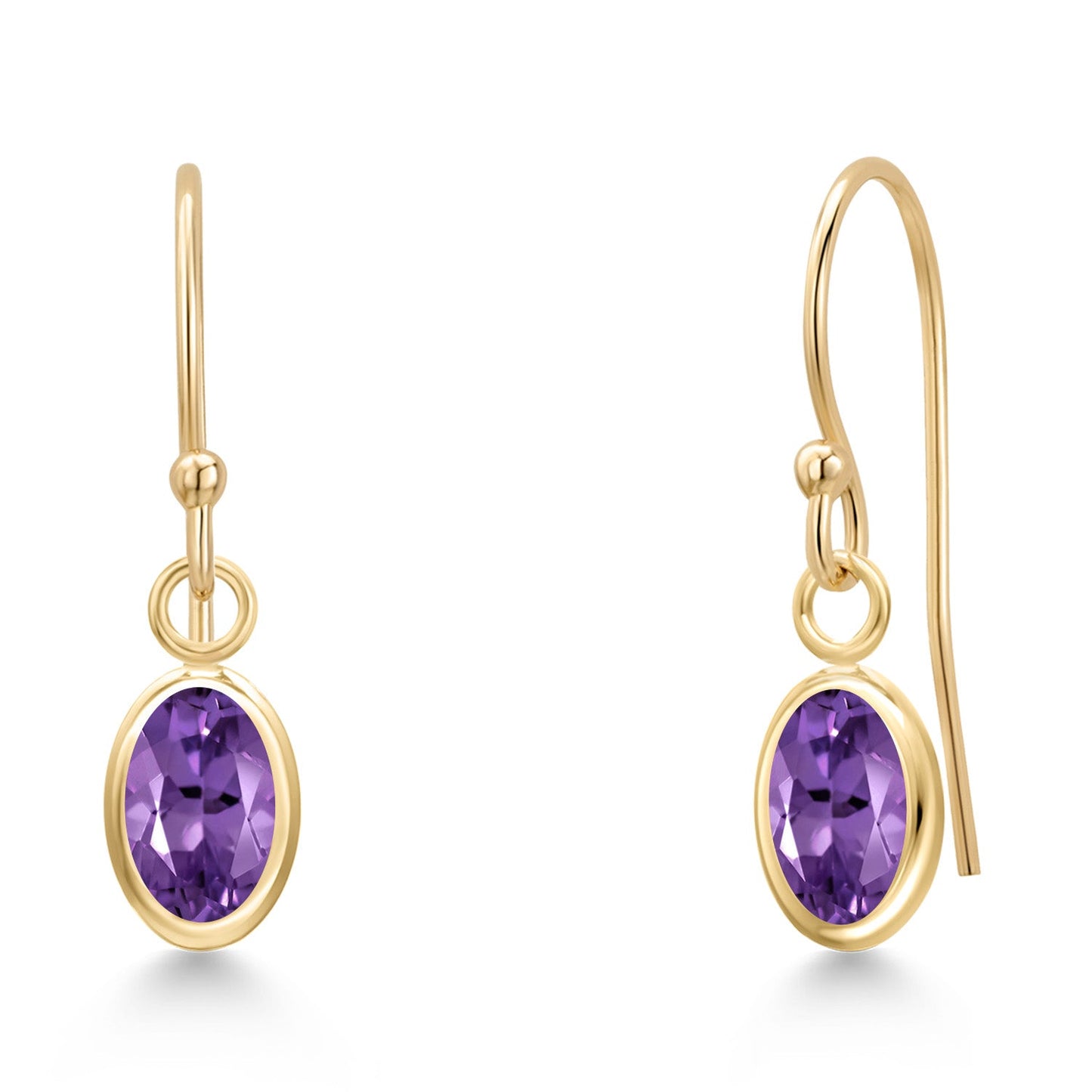 14K Yellow Gold Gemstone Birthstone French Wire Dangle Earrings for Women | Oval 6X4MM | Gold Jewelry for Her Mom Wife