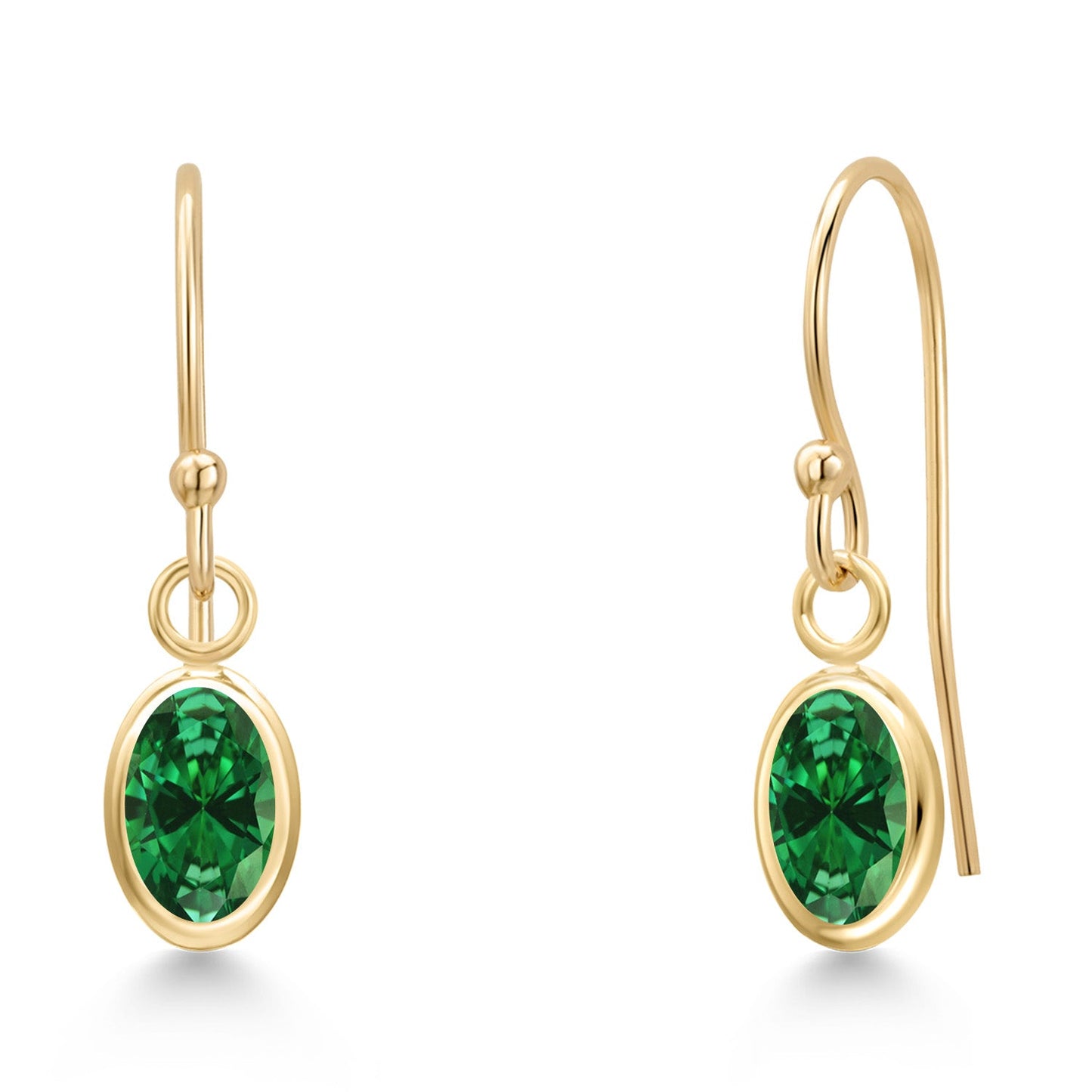 14K Yellow Gold Gemstone Birthstone French Wire Dangle Earrings for Women | Oval 6X4MM | Gold Jewelry for Her Mom Wife