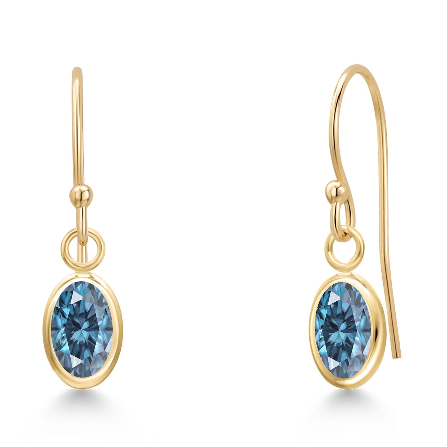 14K Yellow Gold Gemstone Birthstone French Wire Dangle Earrings for Women | Oval 6X4MM | Gold Jewelry for Her Mom Wife