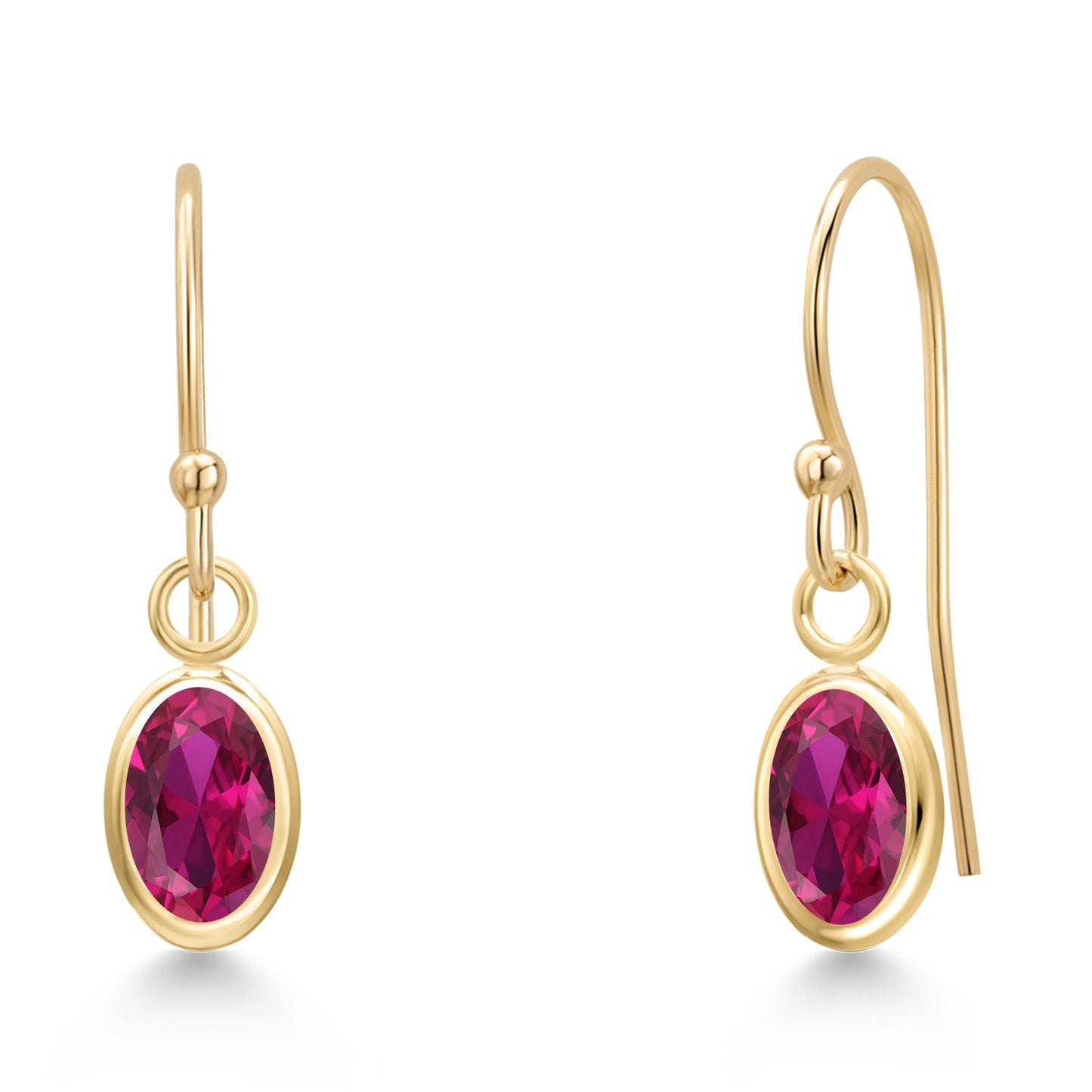 14K Yellow Gold Gemstone Birthstone French Wire Dangle Earrings for Women | Oval 6X4MM | Gold Jewelry for Her Mom Wife