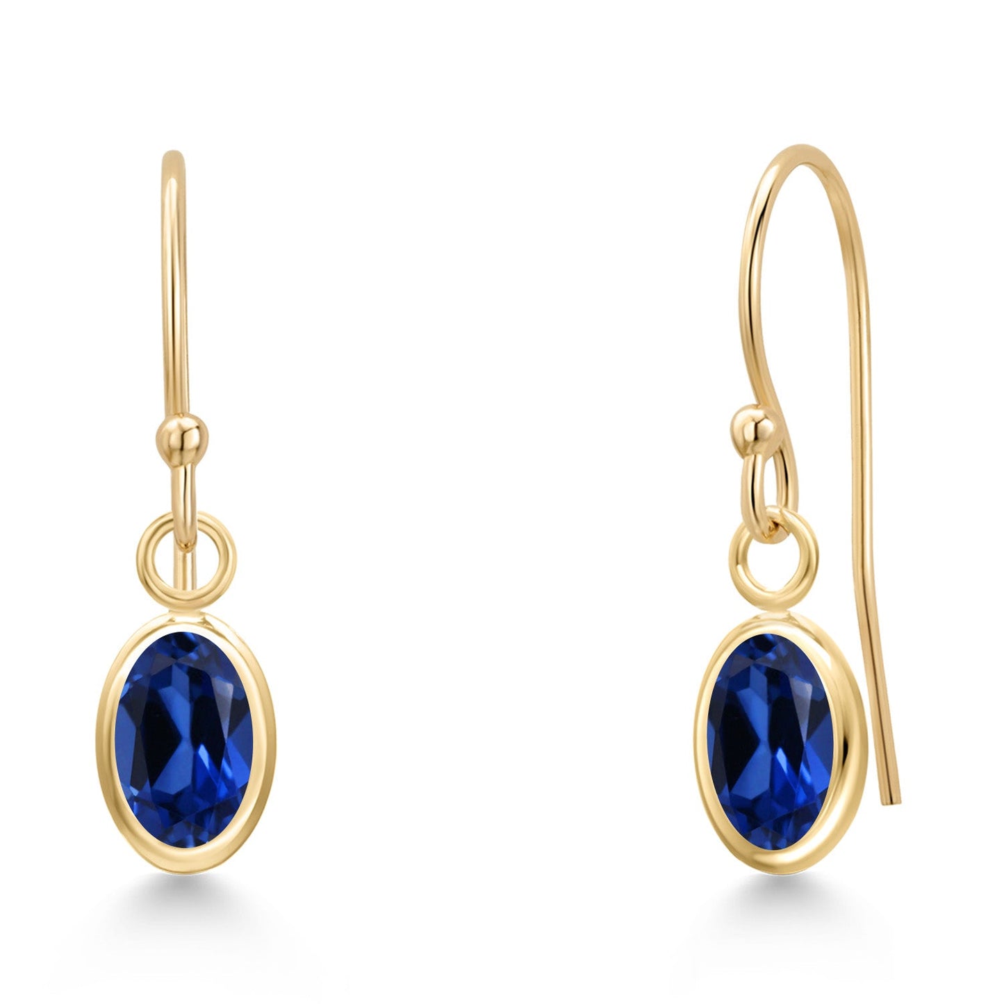 14K Yellow Gold Gemstone Birthstone French Wire Dangle Earrings for Women | Oval 6X4MM | Gold Jewelry for Her Mom Wife
