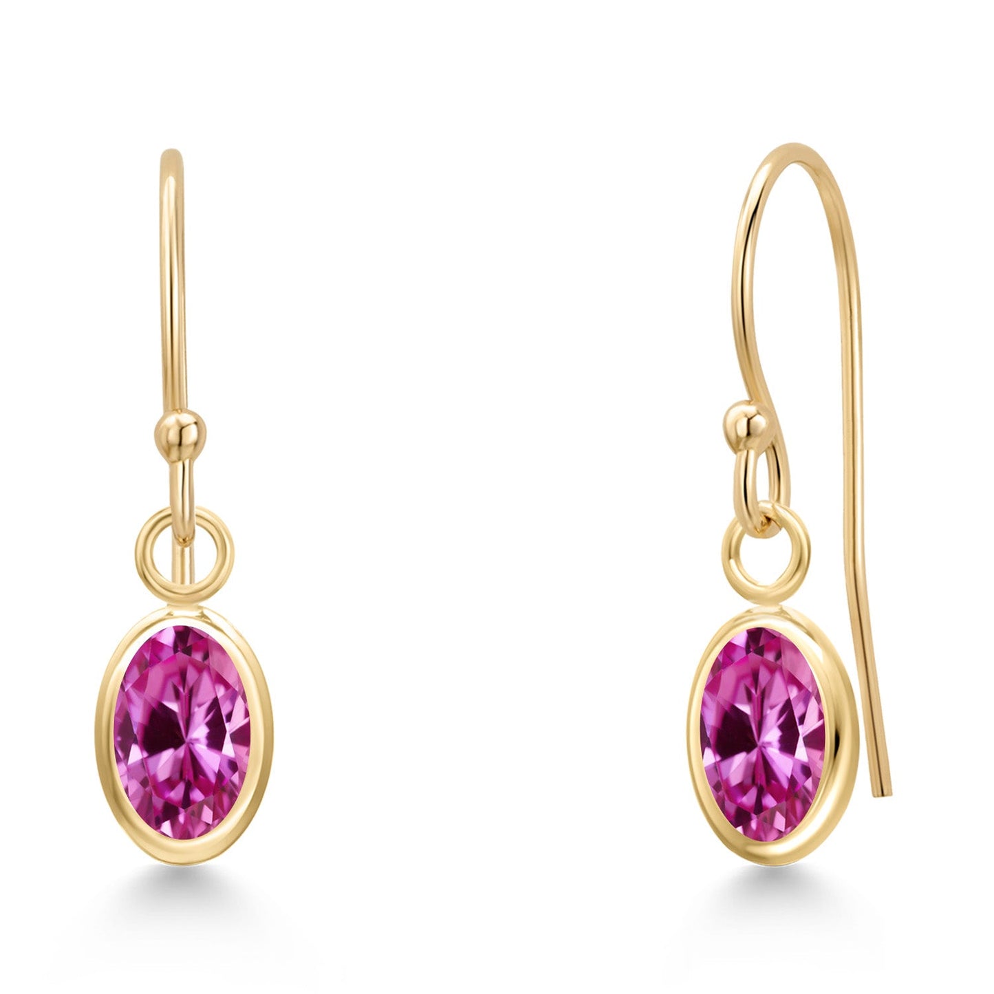14K Yellow Gold Gemstone Birthstone French Wire Dangle Earrings for Women | Oval 6X4MM | Gold Jewelry for Her Mom Wife