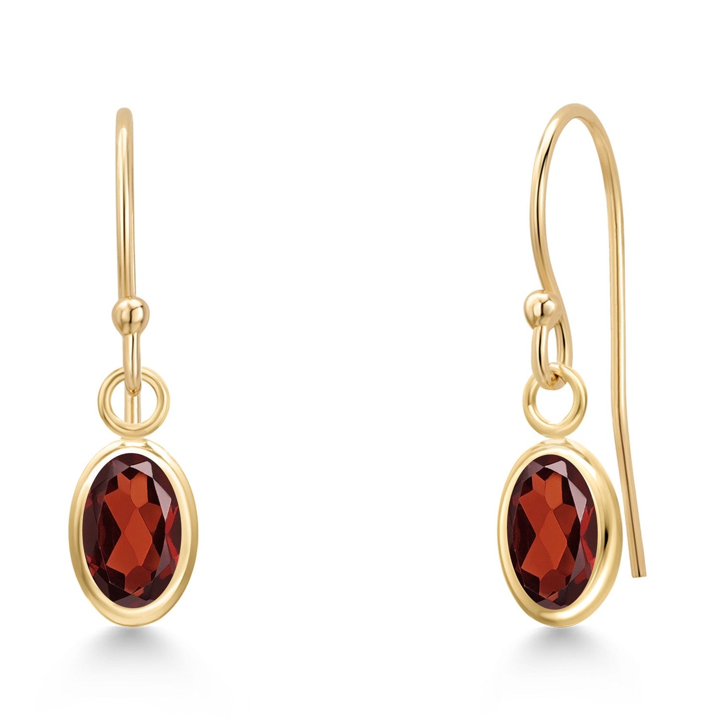14K Yellow Gold Gemstone Birthstone French Wire Dangle Earrings for Women | Oval 6X4MM | Gold Jewelry for Her Mom Wife