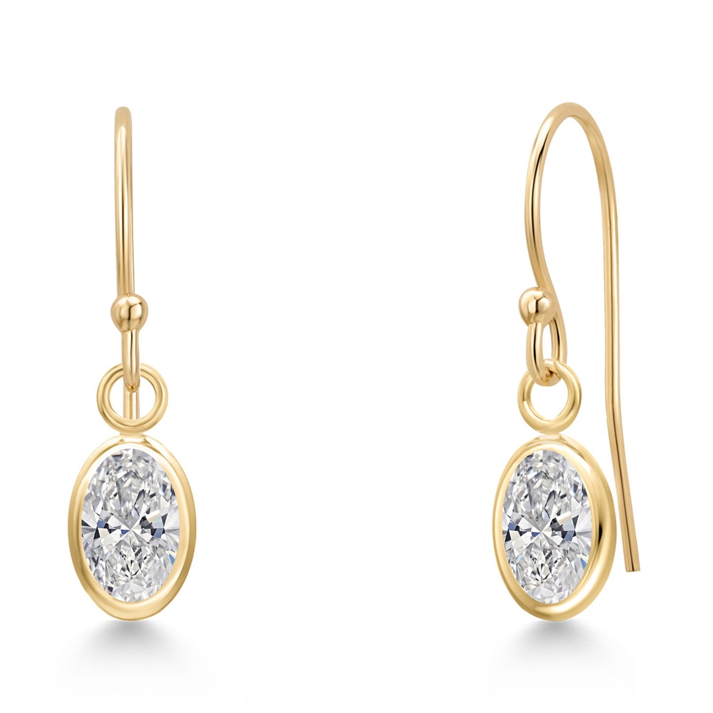 14K Yellow Gold Gemstone Birthstone French Wire Dangle Earrings for Women | Oval 6X4MM | Gold Jewelry for Her Mom Wife