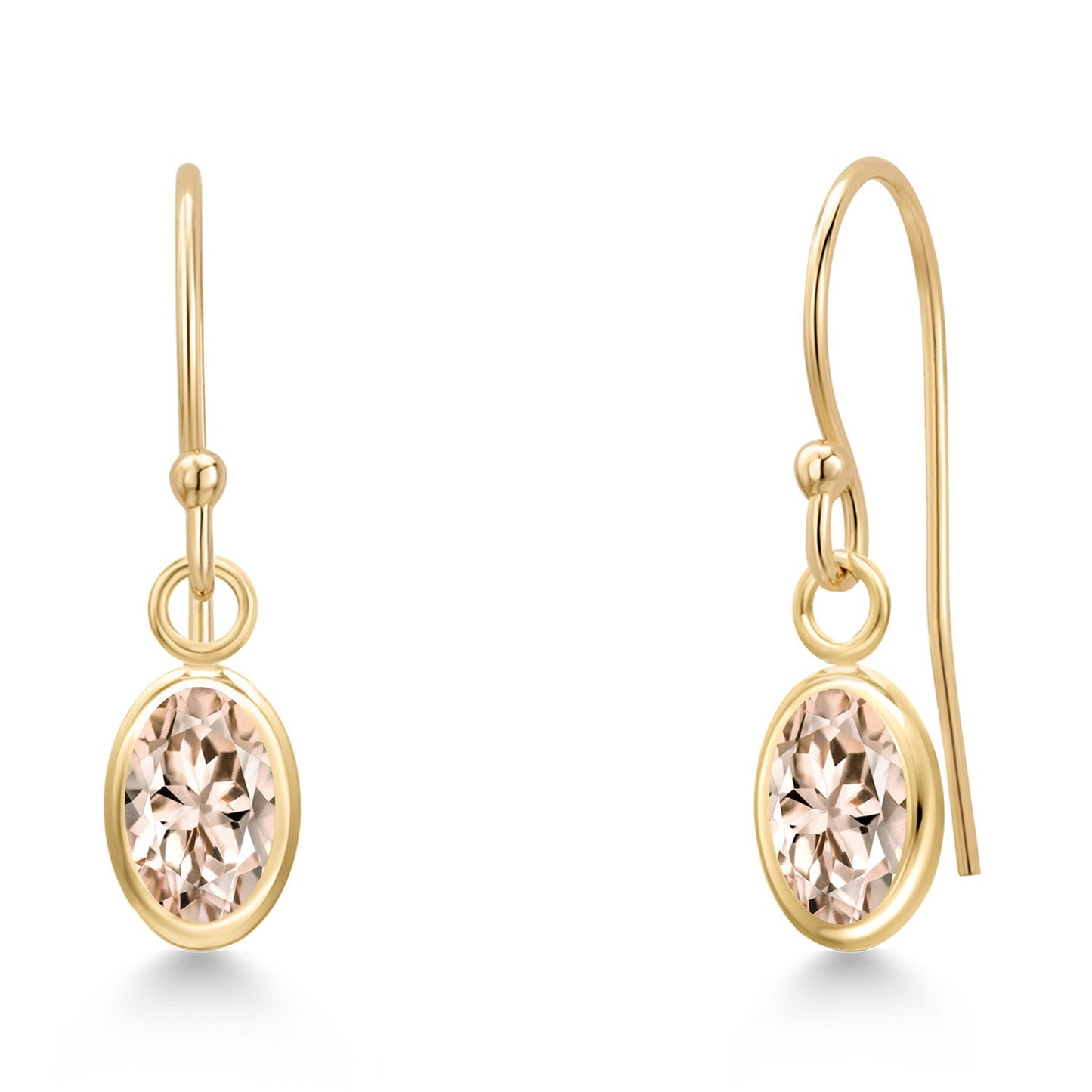 14K Yellow Gold Gemstone Birthstone French Wire Dangle Earrings for Women | Oval 6X4MM | Gold Jewelry for Her Mom Wife