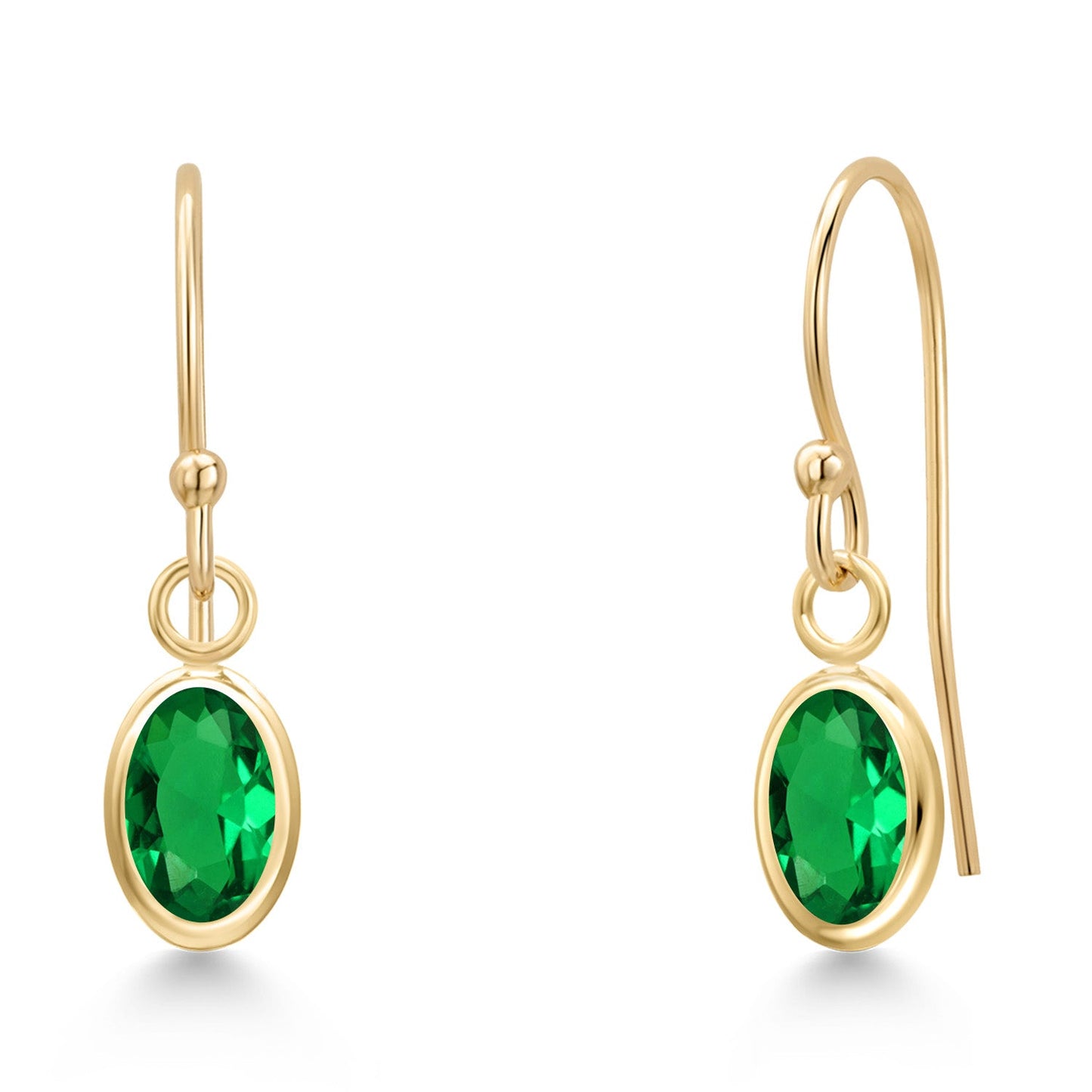 14K Yellow Gold Gemstone Birthstone French Wire Dangle Earrings for Women | Oval 6X4MM | Gold Jewelry for Her Mom Wife