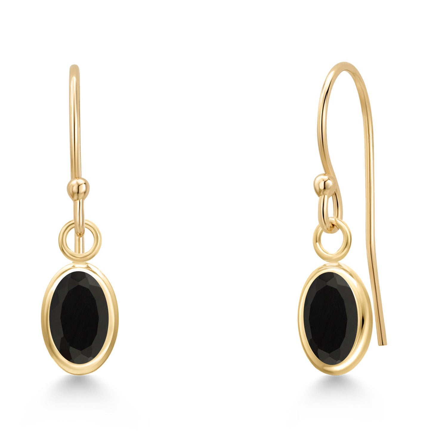 14K Yellow Gold Gemstone Birthstone French Wire Dangle Earrings for Women | Oval 6X4MM | Gold Jewelry for Her Mom Wife