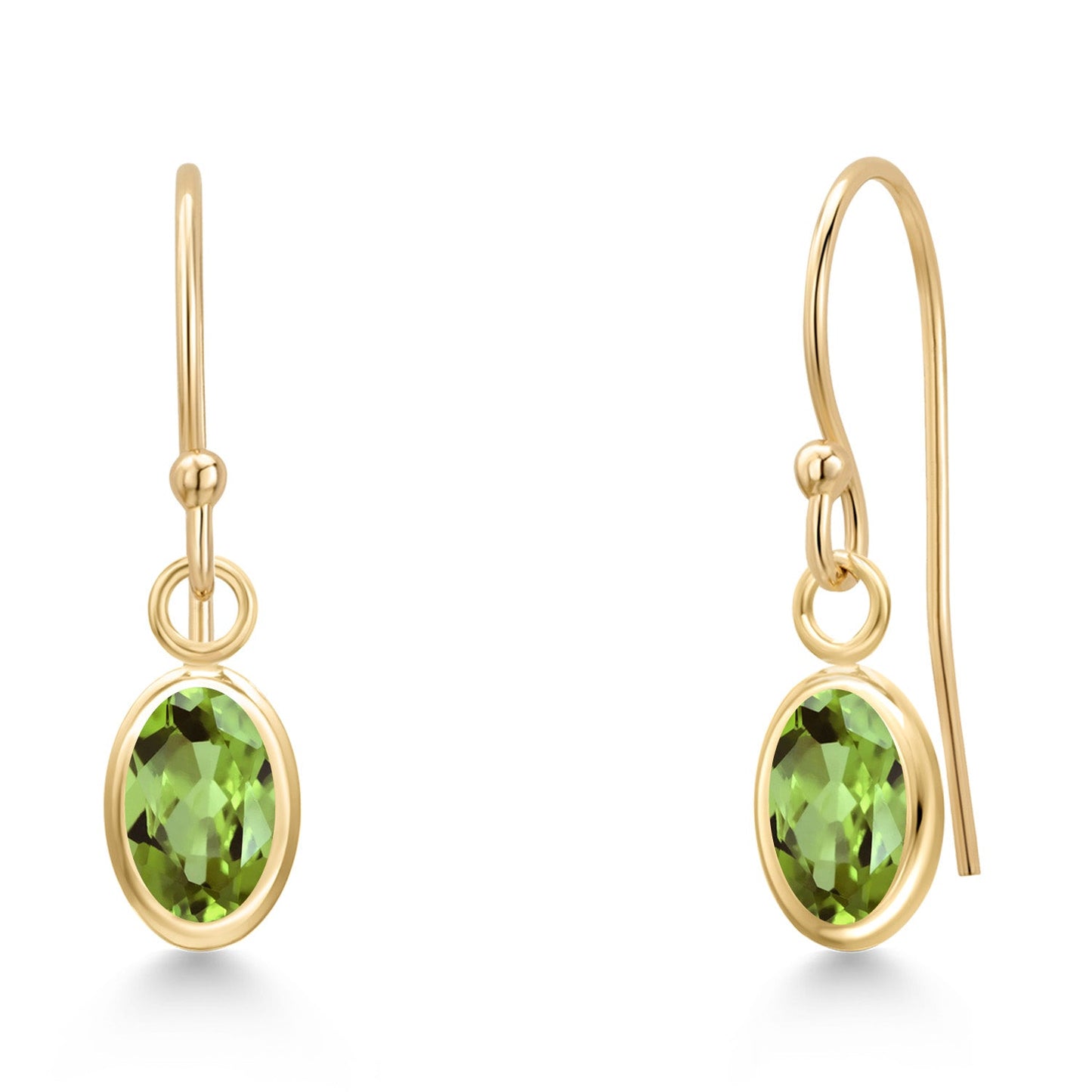 14K Yellow Gold Gemstone Birthstone French Wire Dangle Earrings for Women | Oval 6X4MM | Gold Jewelry for Her Mom Wife