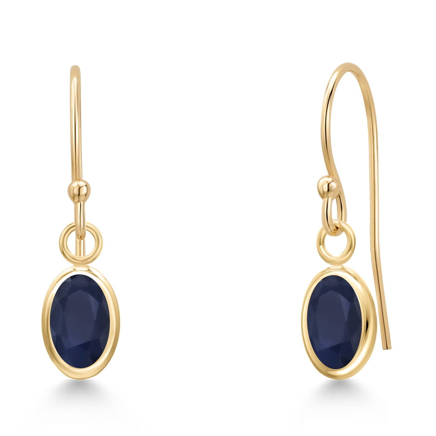 14K Yellow Gold Gemstone Birthstone French Wire Dangle Earrings for Women | Oval 6X4MM | Gold Jewelry for Her Mom Wife