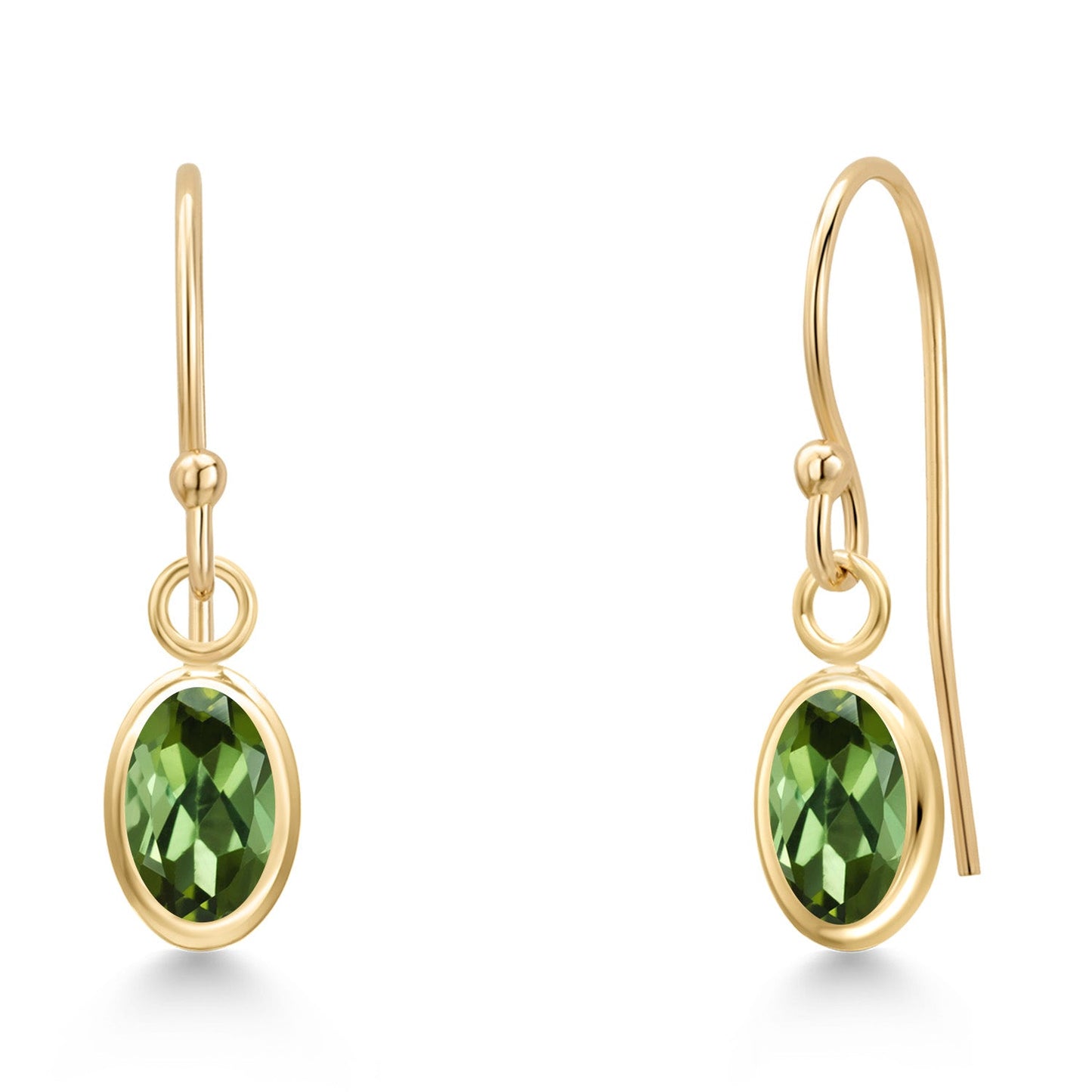 14K Yellow Gold Gemstone Birthstone French Wire Dangle Earrings for Women | Oval 6X4MM | Gold Jewelry for Her Mom Wife