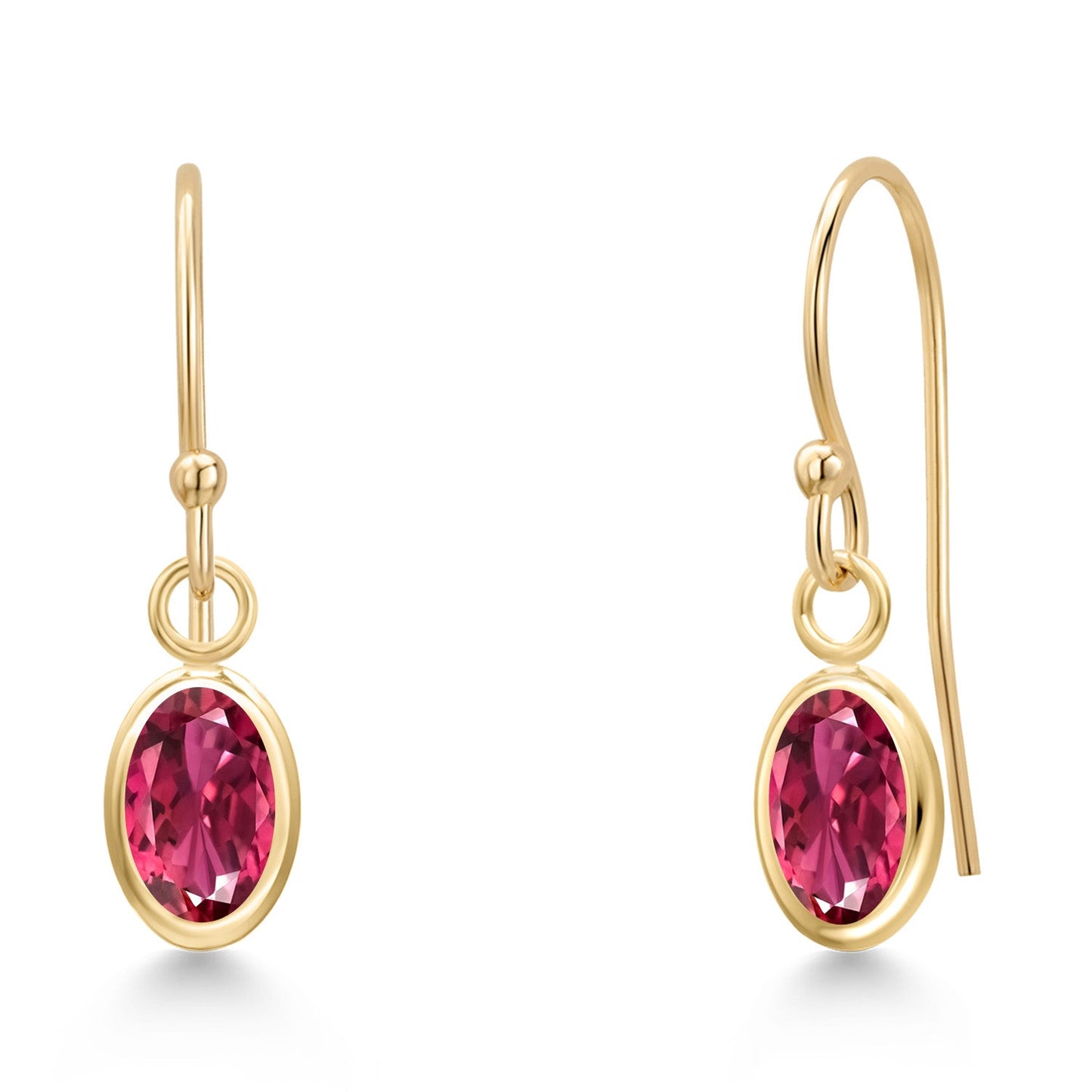 14K Yellow Gold Gemstone Birthstone French Wire Dangle Earrings for Women | Oval 6X4MM | Gold Jewelry for Her Mom Wife