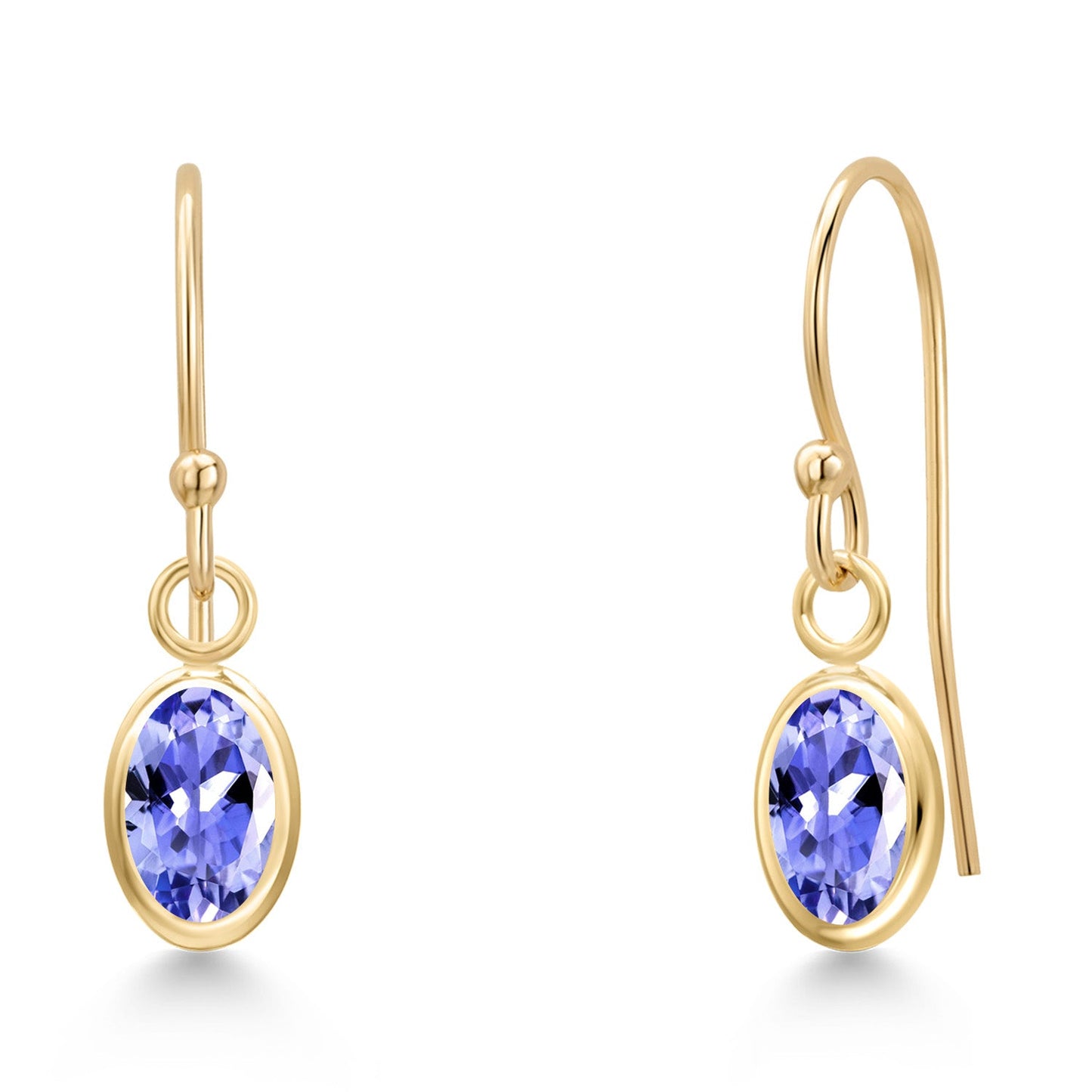 14K Yellow Gold Gemstone Birthstone French Wire Dangle Earrings for Women | Oval 6X4MM | Gold Jewelry for Her Mom Wife
