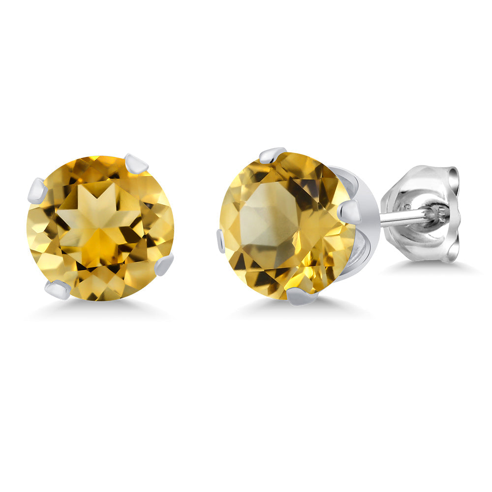 925 Sterling Silver Round 6MM Gemstone Birthstone Stud Earrings For Women Men | Round Genuine Birthstone Solitaire Stud Earrings | Fine Jewelry Gifts for Her Mom Women Wife